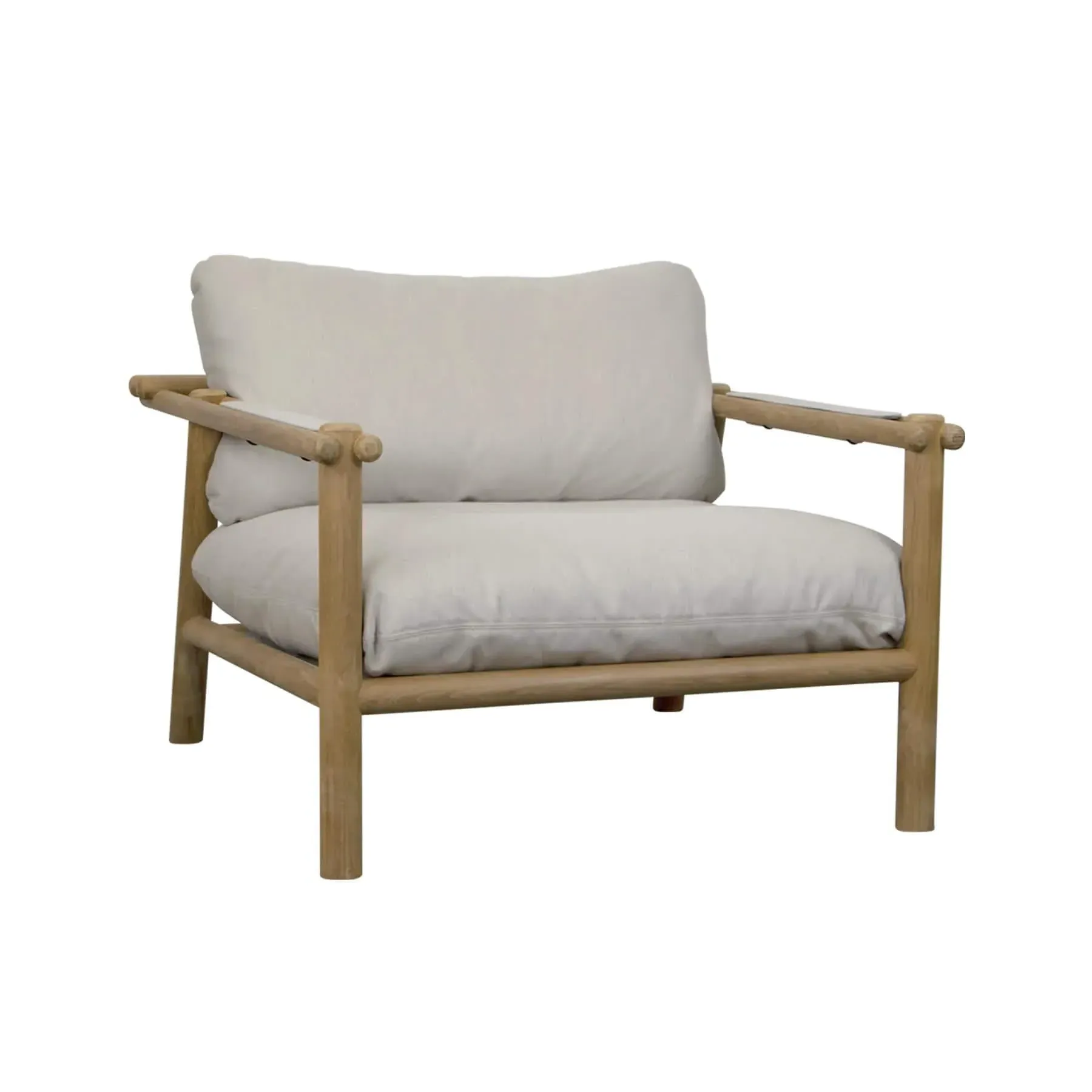 Garden Lounge Chair with Cushion - Sand, Teak image