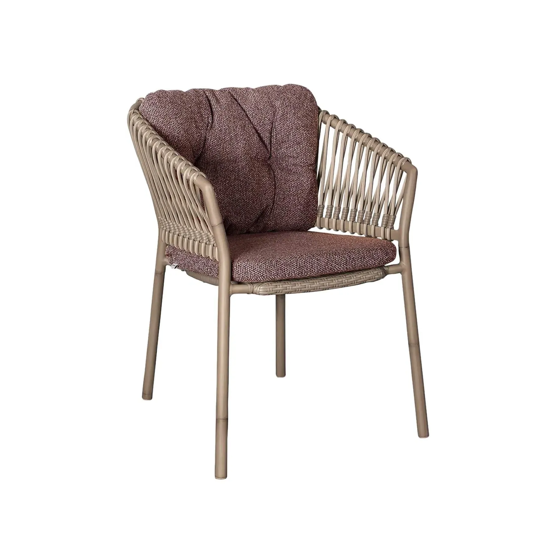 Outdoor Chair with Cane Weave - Dark Bordeaux