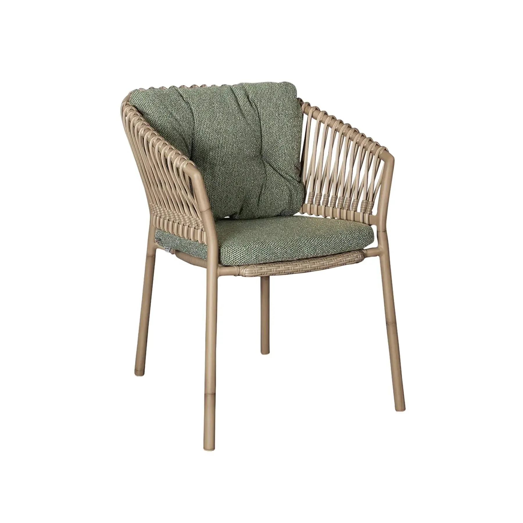 Outdoor Chair with Cane Weave - Dark Green