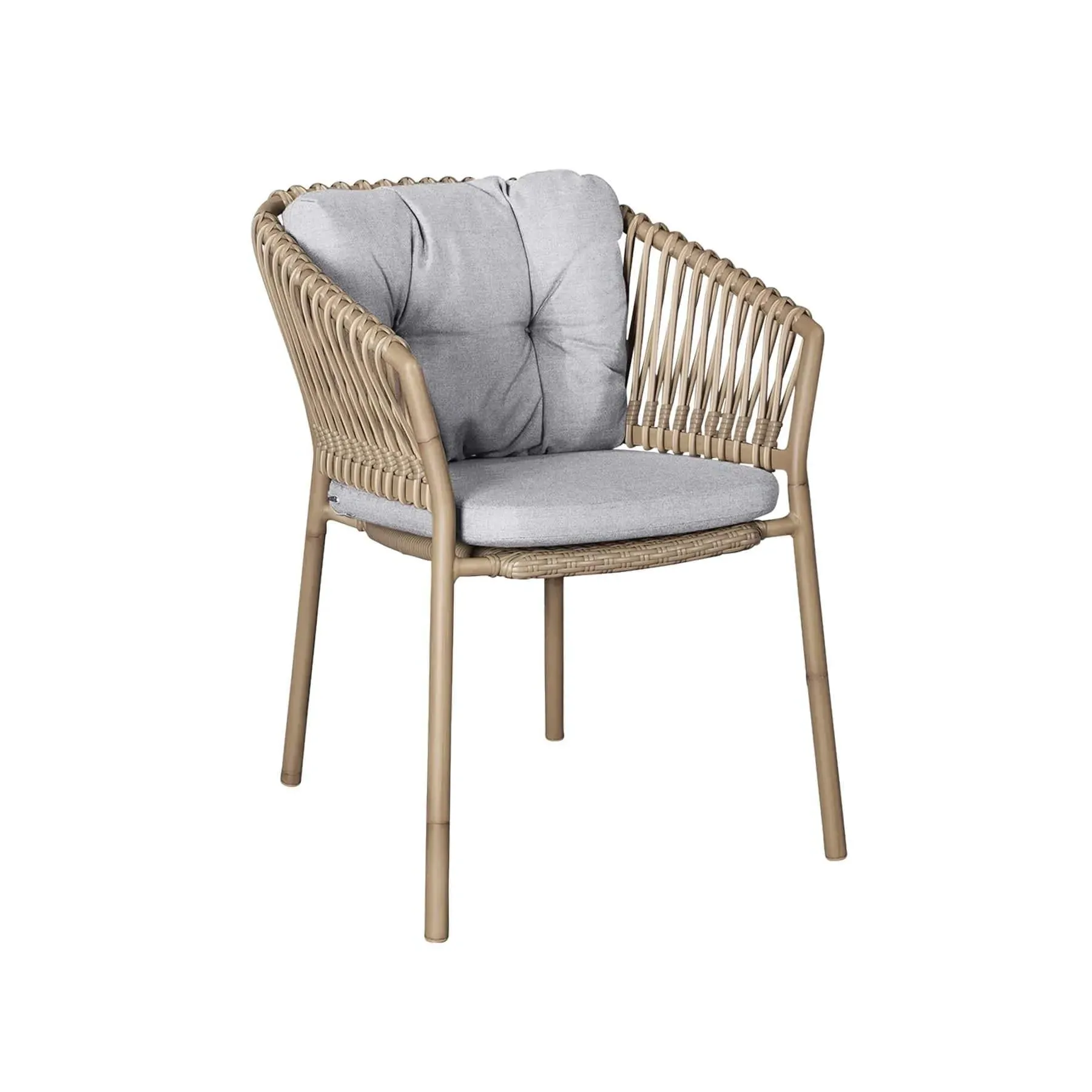 Outdoor Chair with Cane Weave - Light Grey
