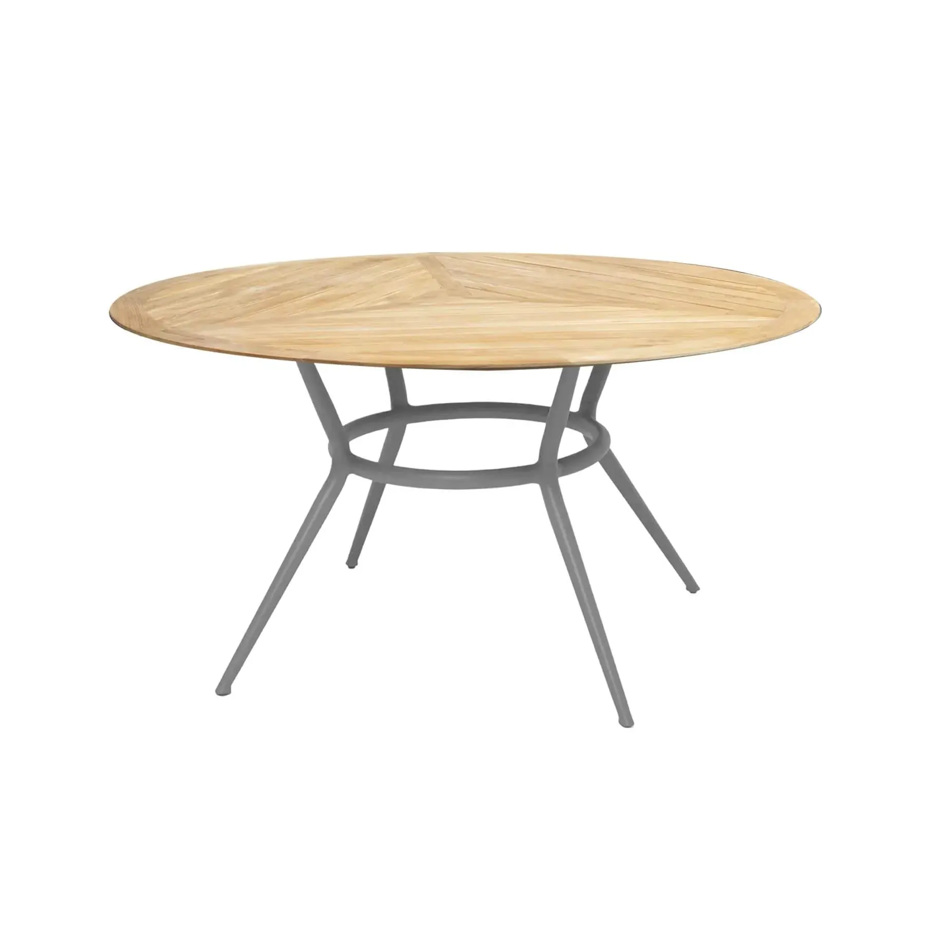 Round Garden Dining Table - Grey, Teak image