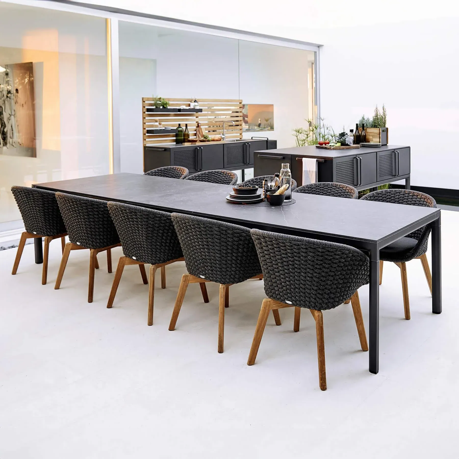 Shell-Shaped Garden Chair - Black, Rope