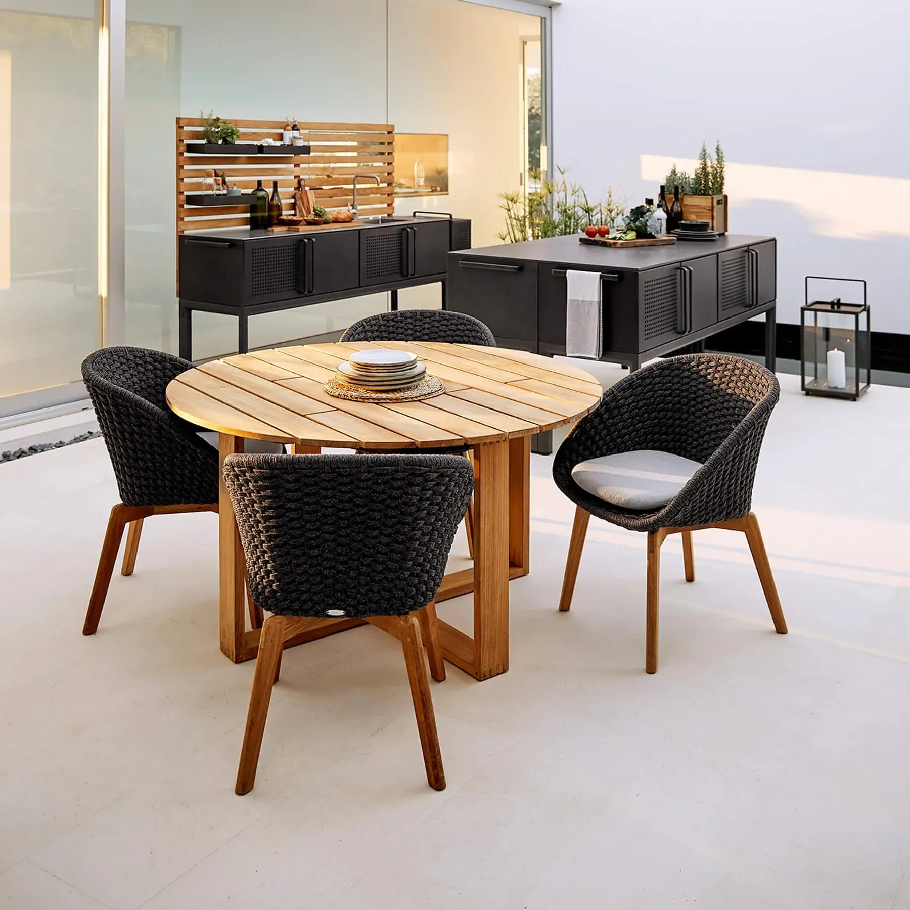 Shell-Shaped Garden Chair - Dark Grey, Rope