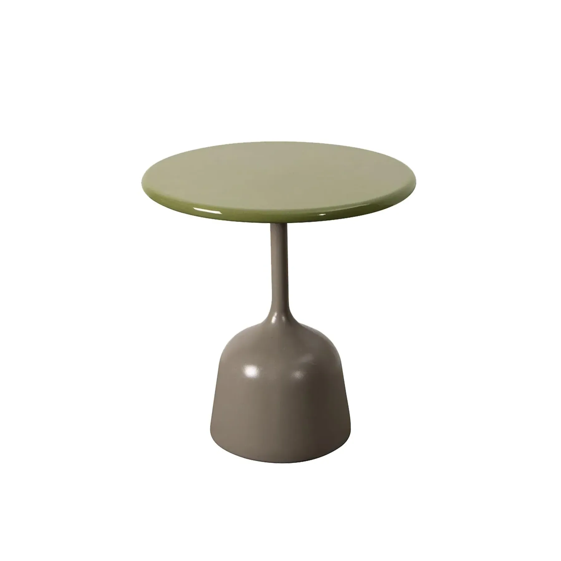 Small Coffee Table with Glazed Top - Green, Lava Stone