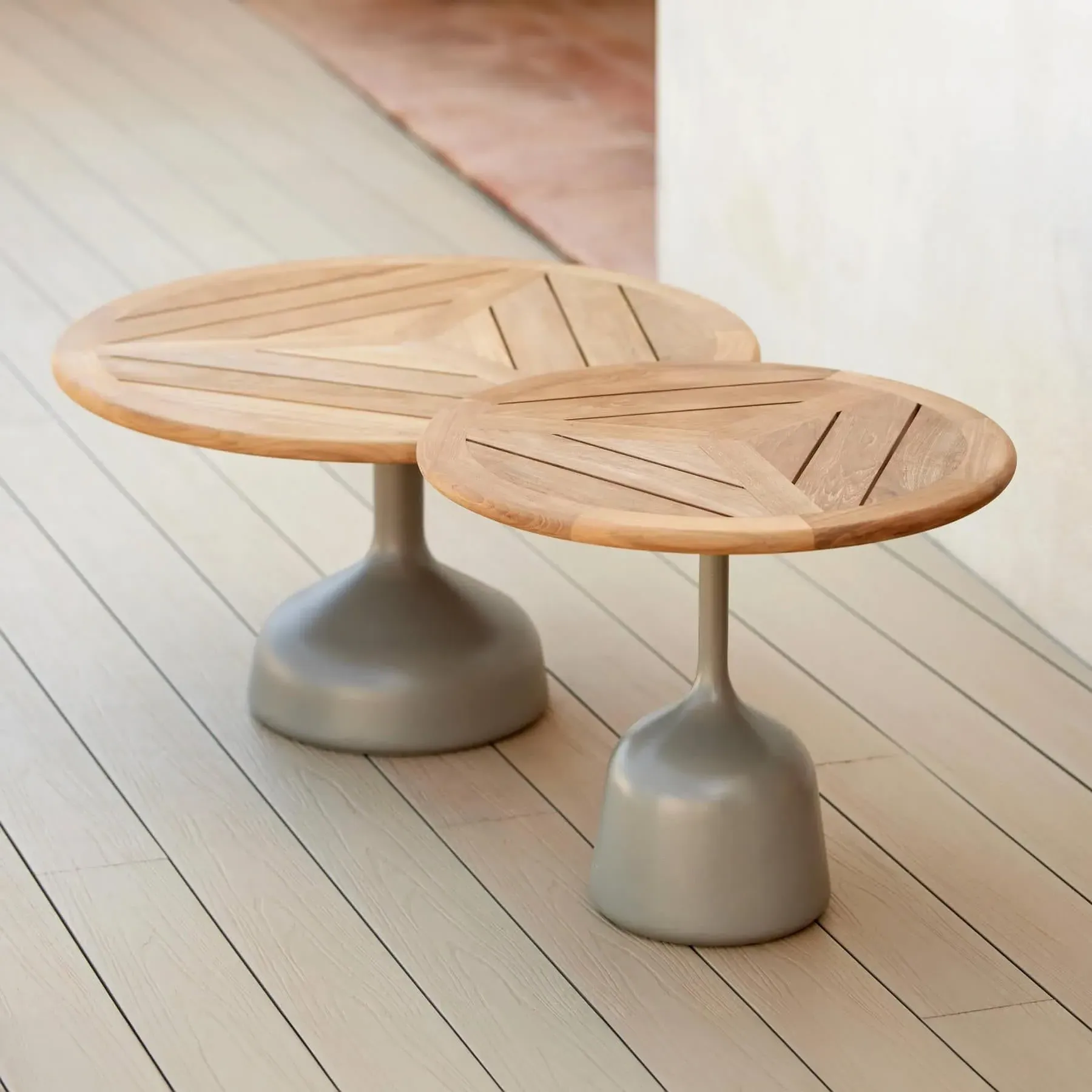 Small Coffee Table with Glazed Top - Taupe, Lava Stone