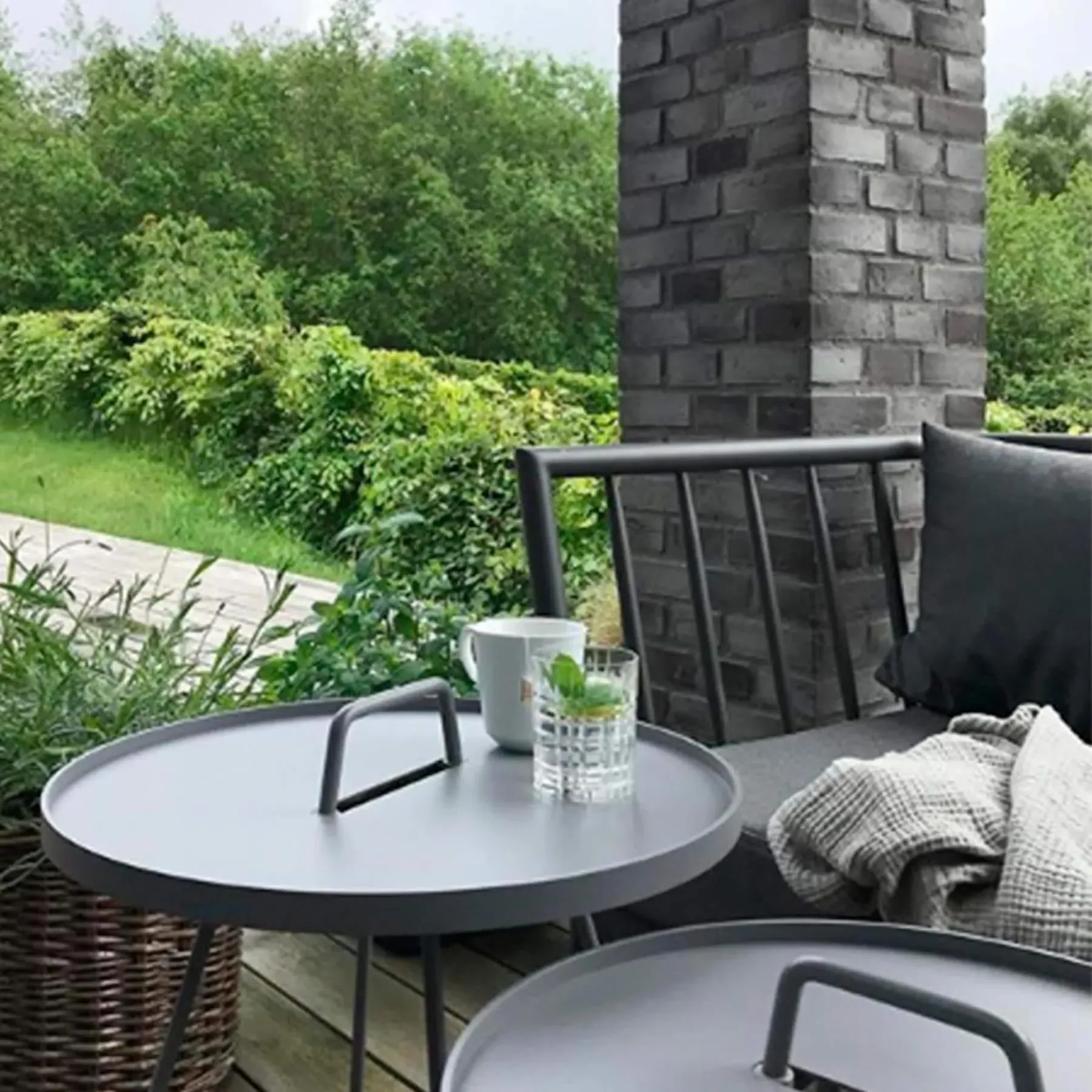 Small Side Table with Handle - Taupe, Aluminium