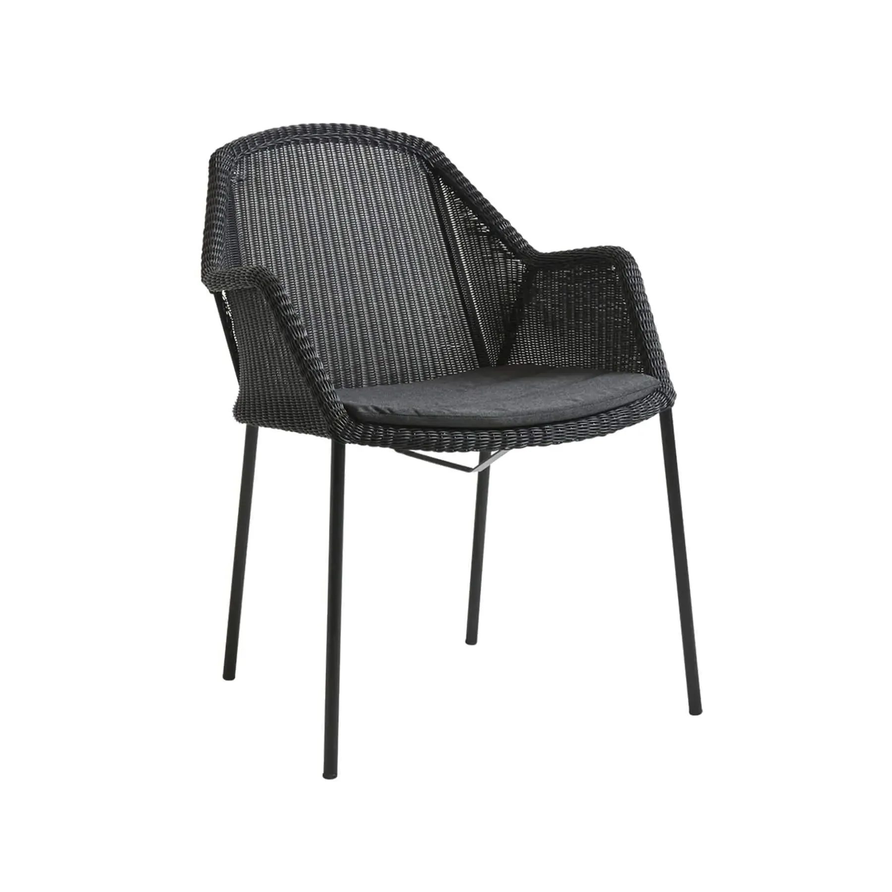 Stackable Garden Chair with Armrests - Black