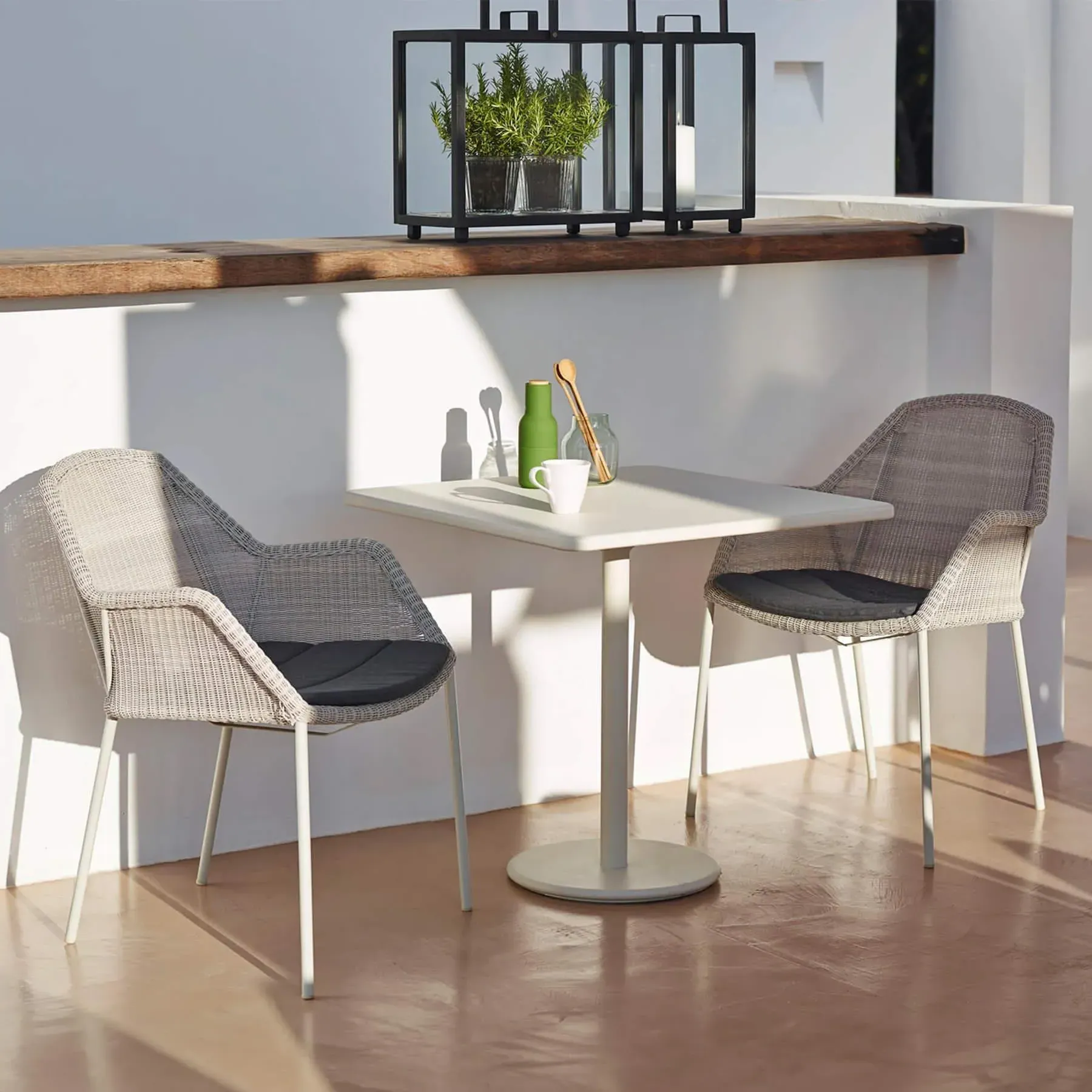 Stackable Garden Chair with Armrests - White