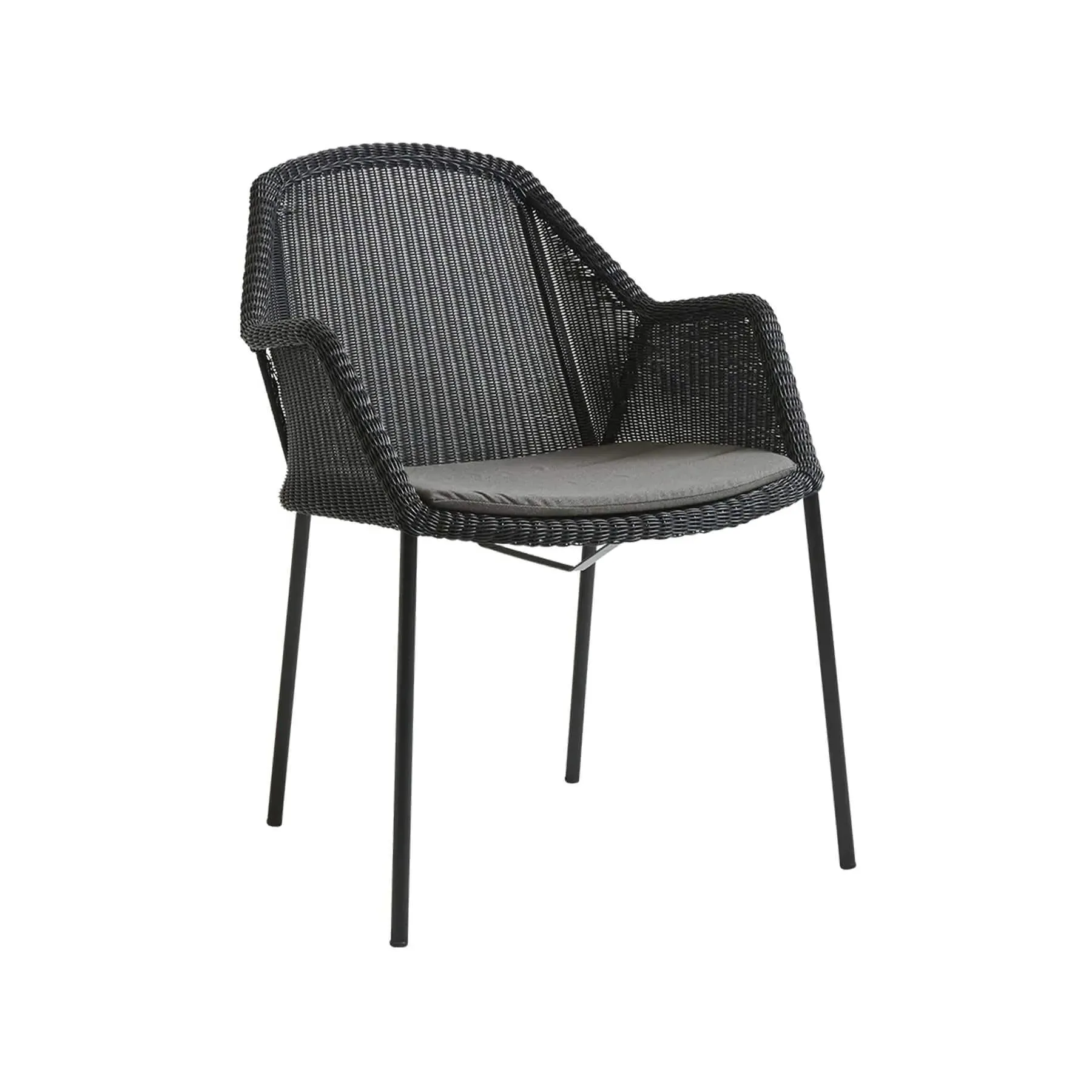 Stackable Garden Chair with Cushion - Black