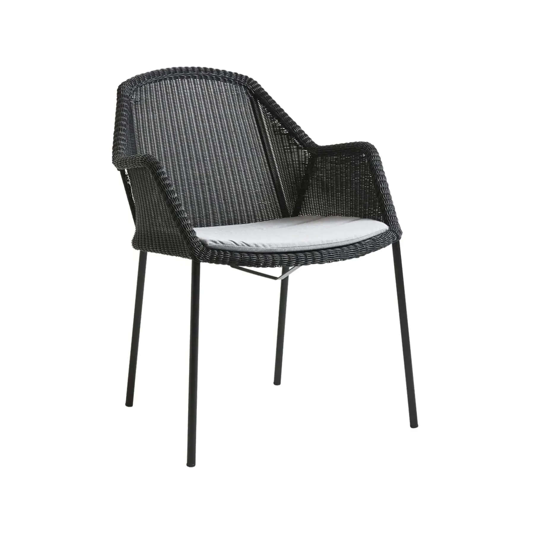 Stackable Garden Chair with Cushion - Black