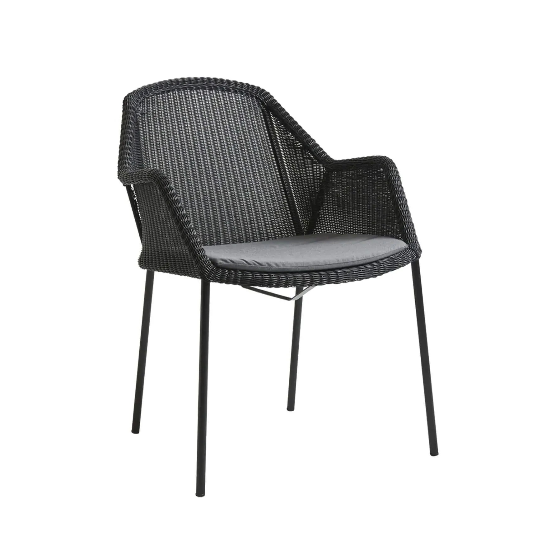 Stackable Garden Chair with Cushion - Black