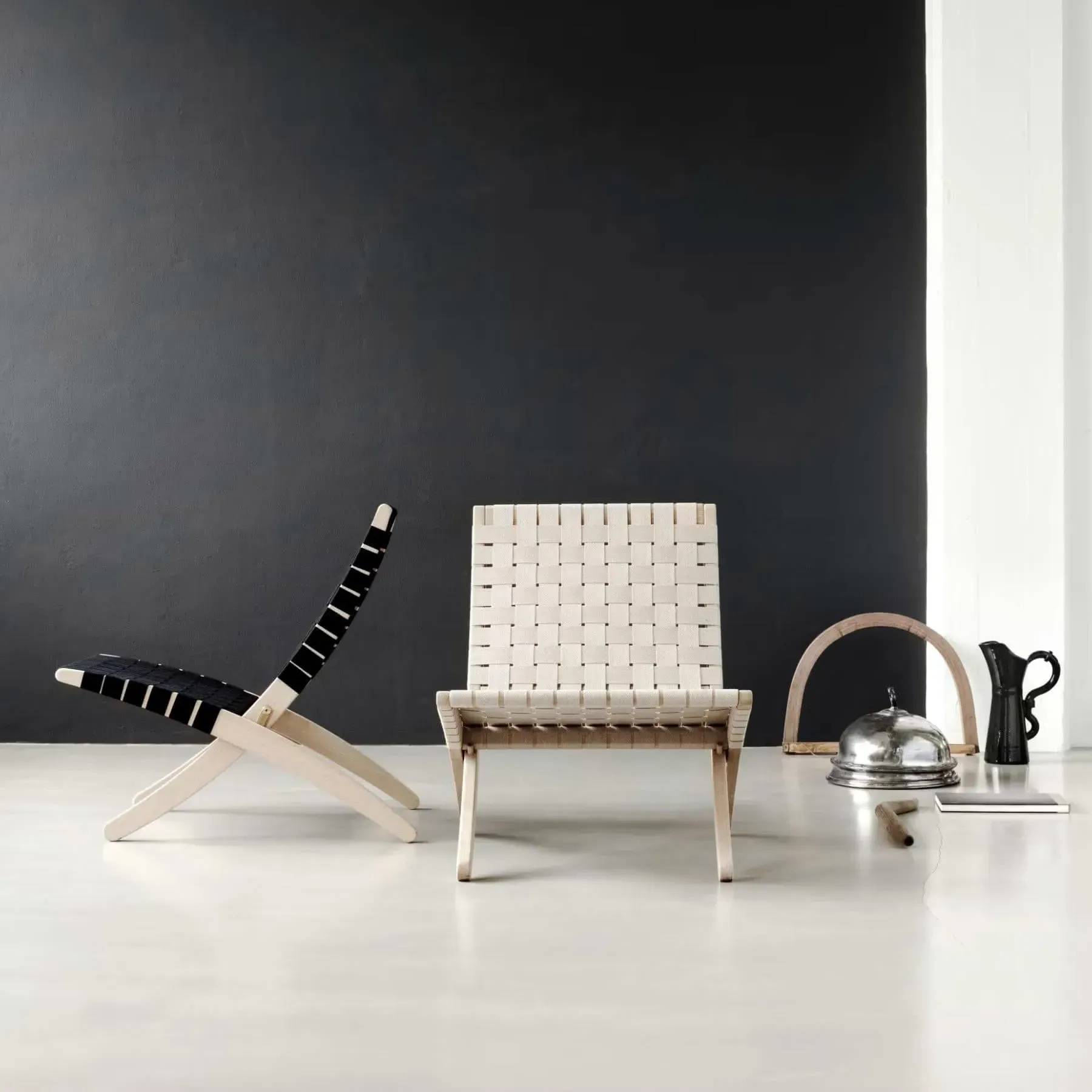 Cuba Lounge Chair - Black Webbing, Oak