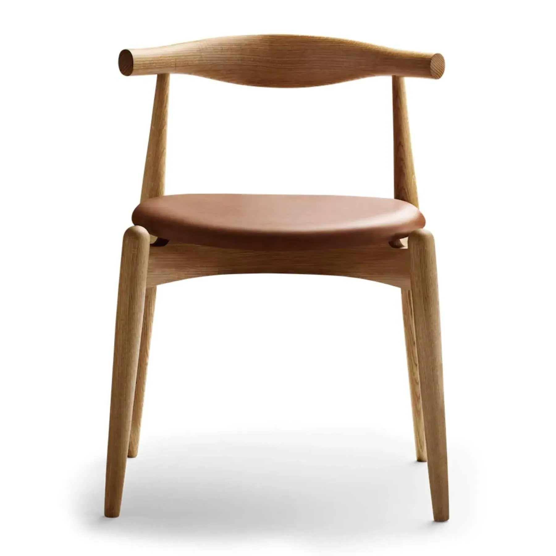 Elbow Chair with Upholstery - Leather, Oak