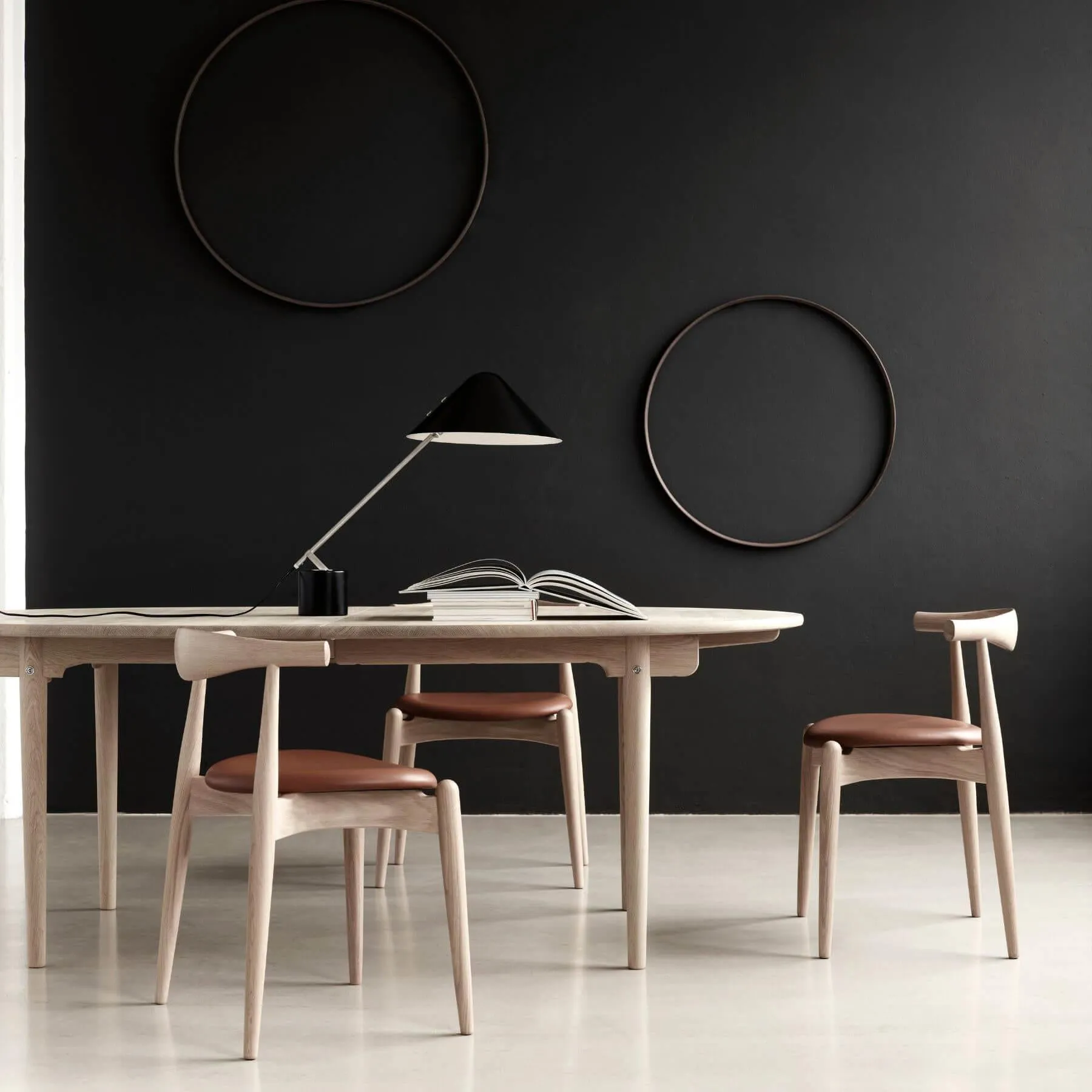 Elbow Dining Chair with Arms - Oak, Upholstered