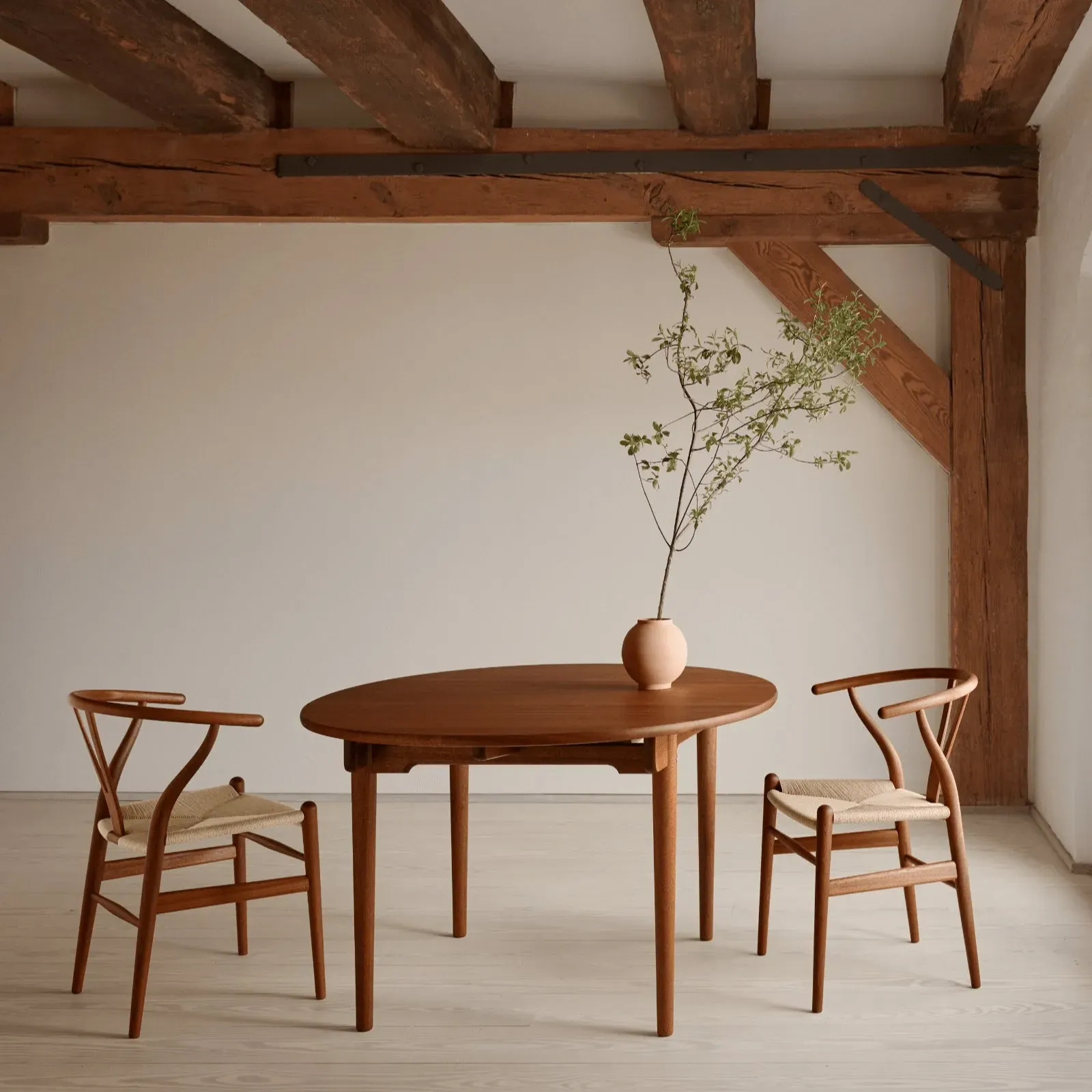 Elliptical Dining Table - Beech, Lacquered Wood