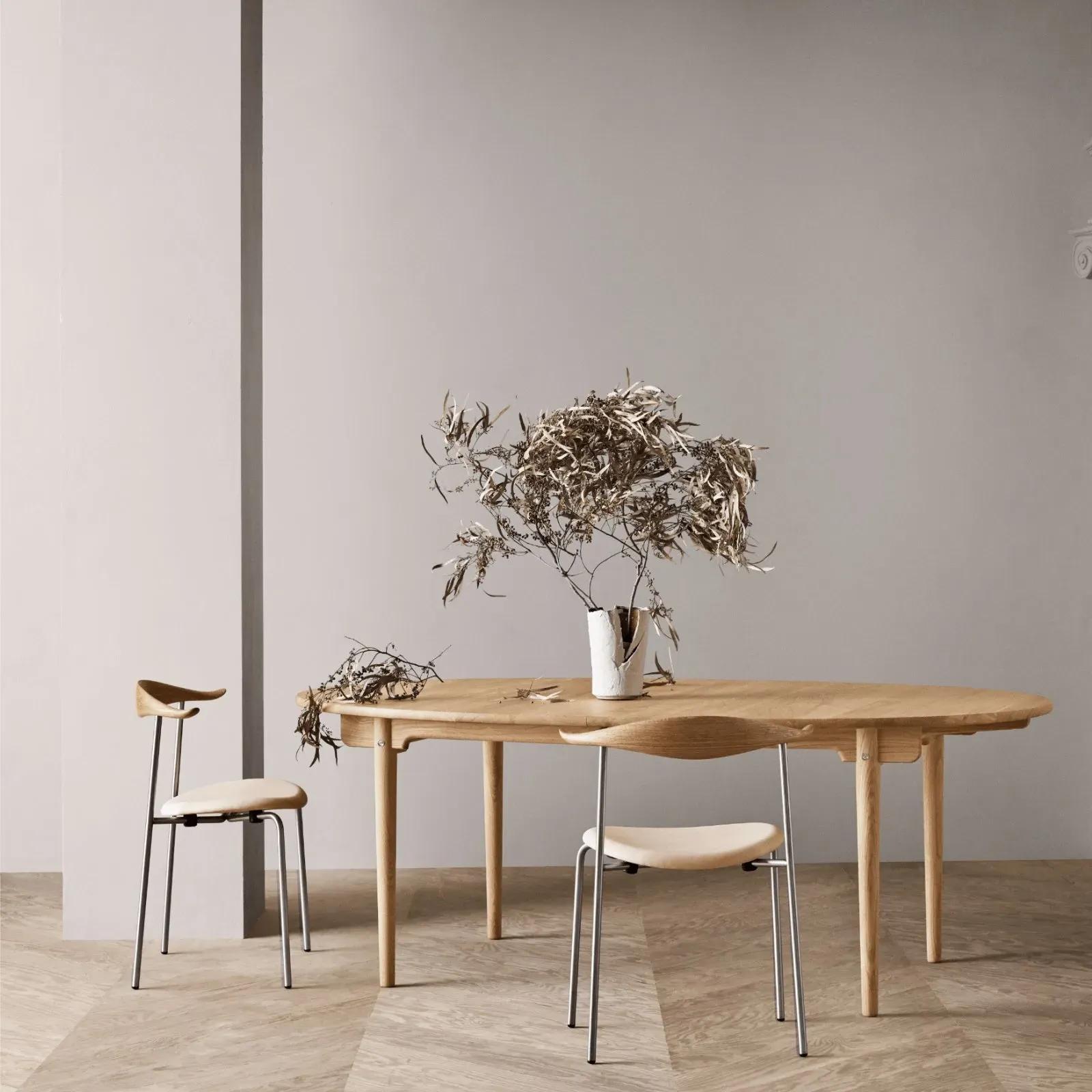 Elliptical Dining Table with Extension - Beech