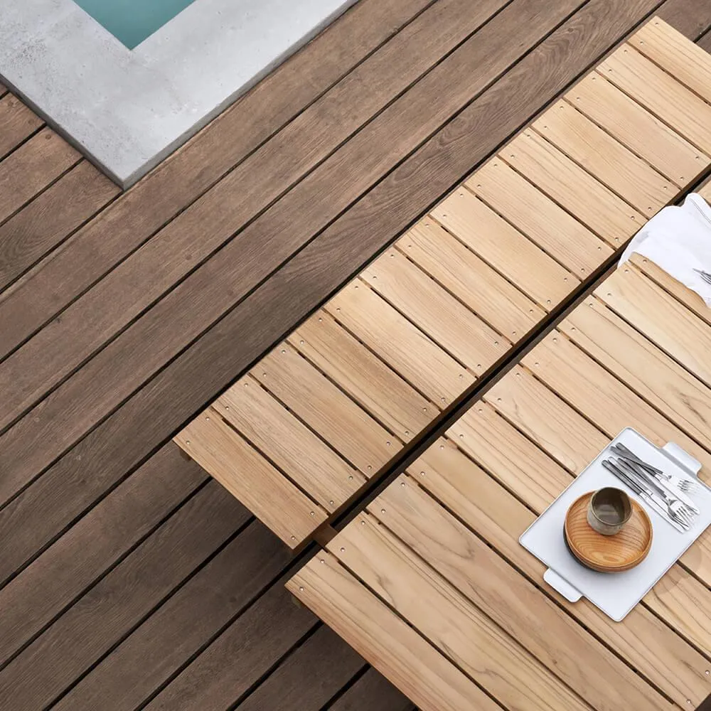 Foldable Garden Table with Slats - Teak