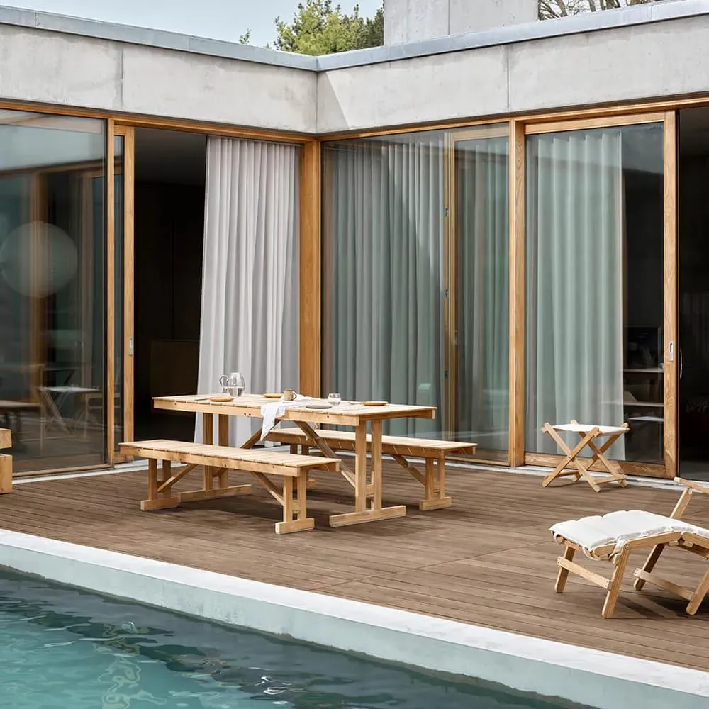 Foldable Garden Table with Slats - Teak