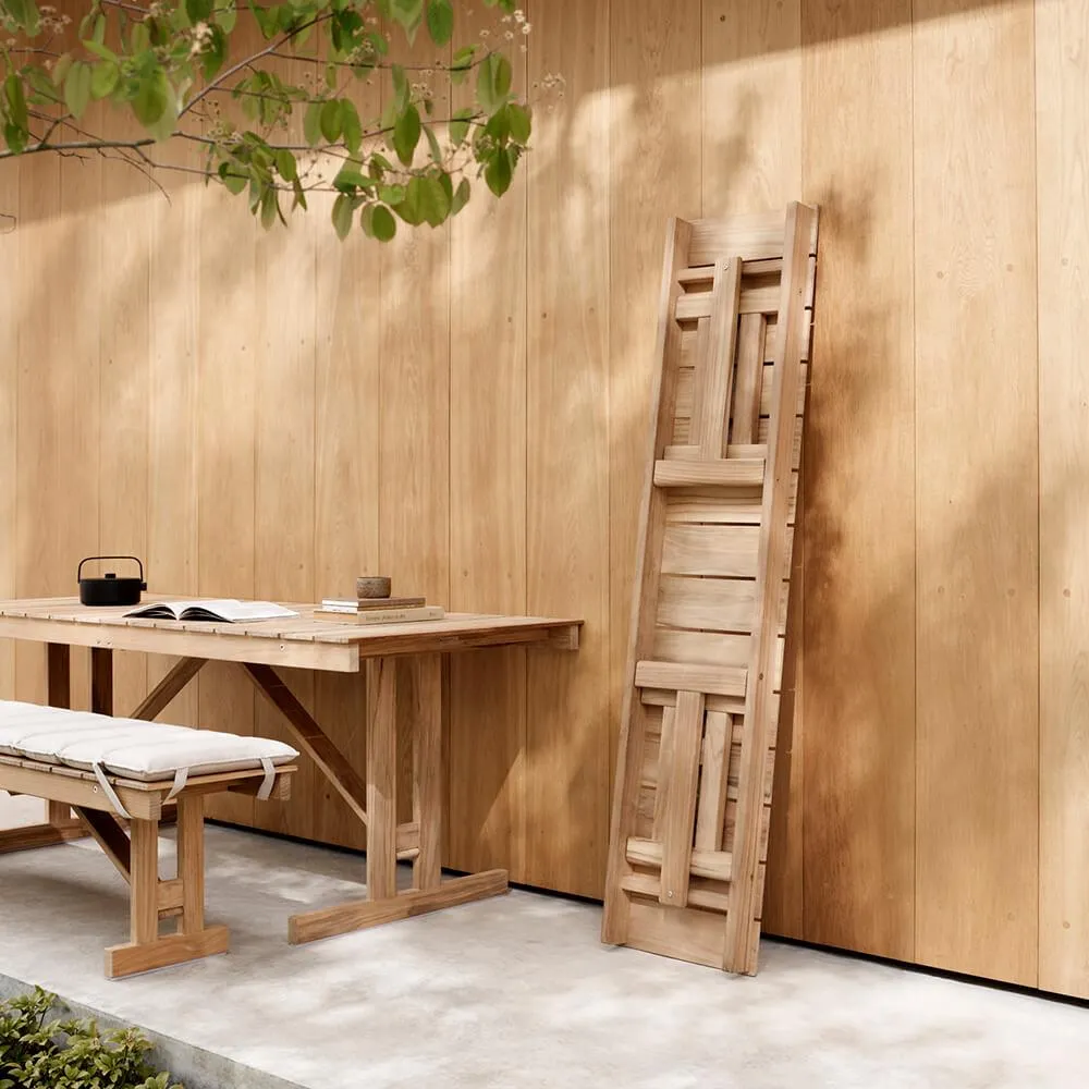 Foldable Garden Table with Slats - Teak