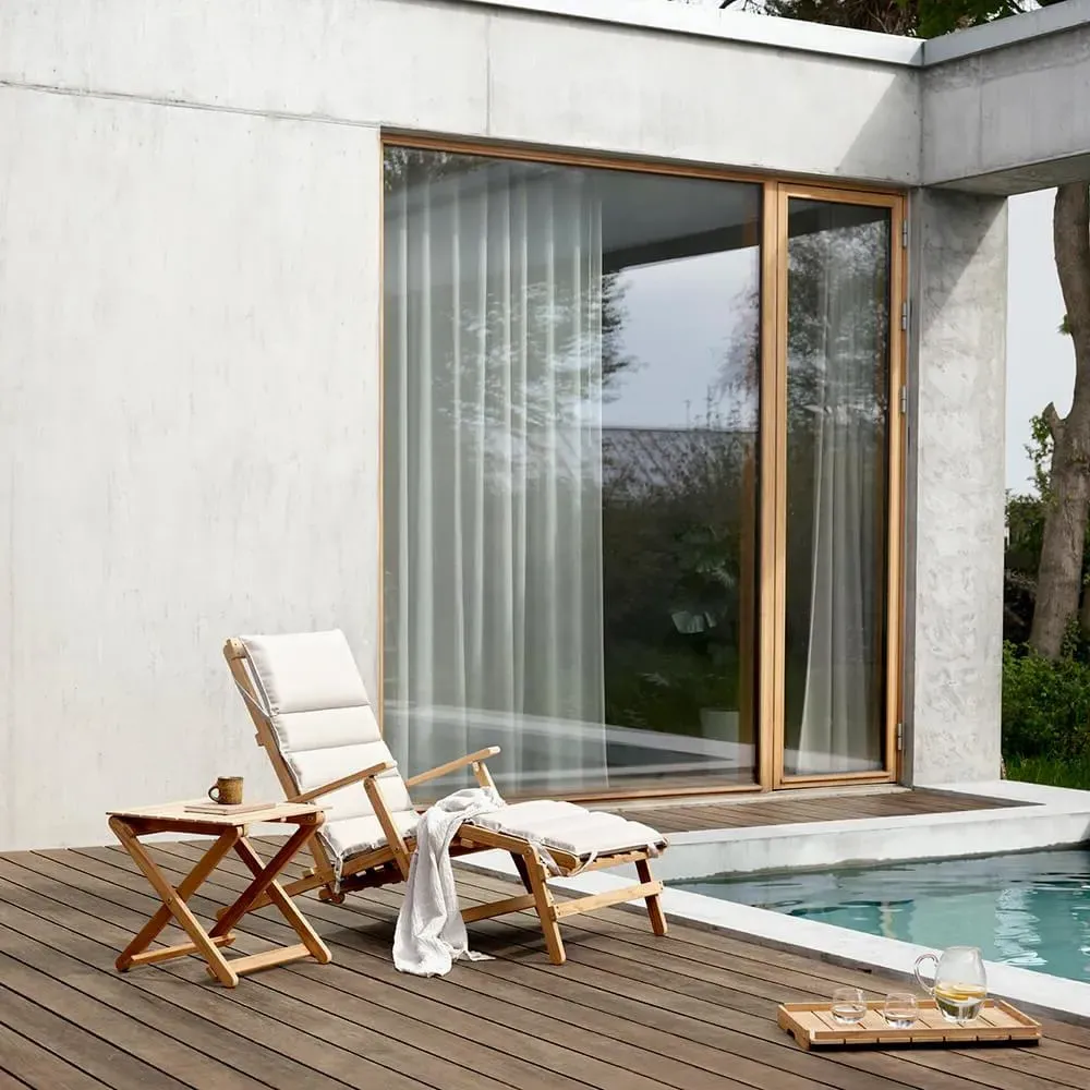 Folding Deck Chair with Footrest - Teak