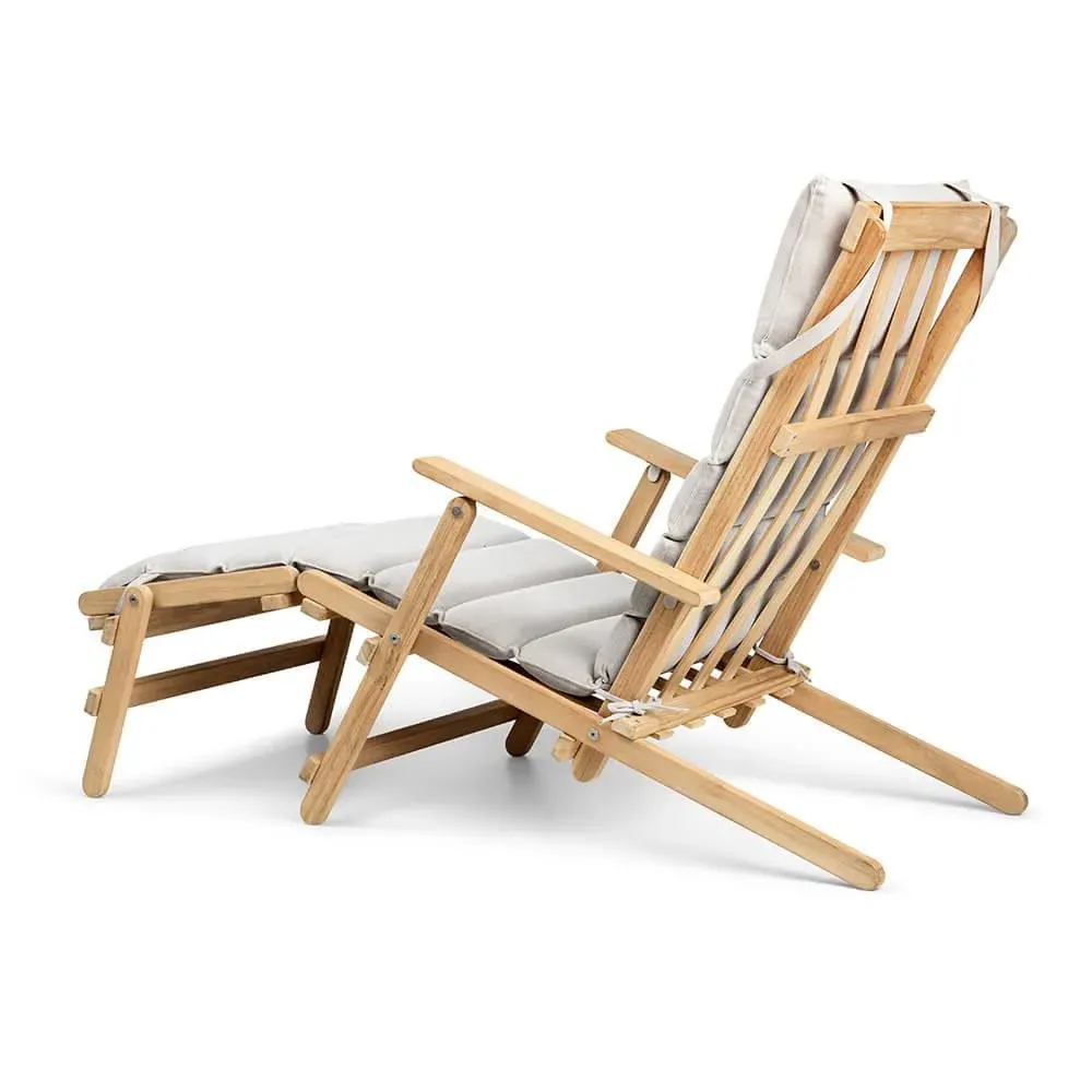 Folding Deck Chair with Footrest - Teak