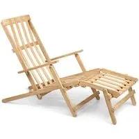 Folding Deck Chair with Footrest - Teak