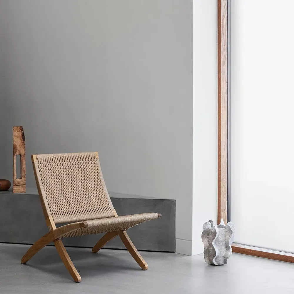 Folding Lounge Chair with Paper Cord - Oak