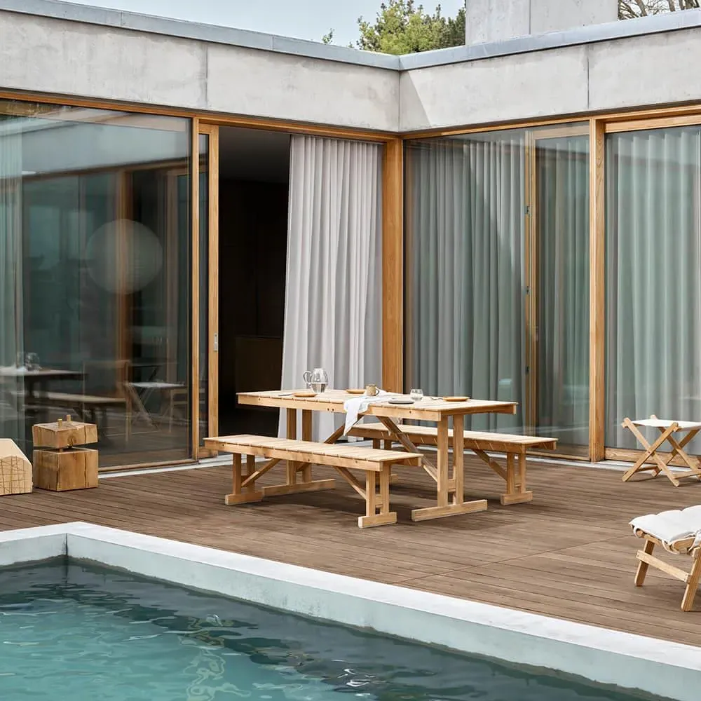 Garden Bench with Folding Legs - Papyrus, Teak