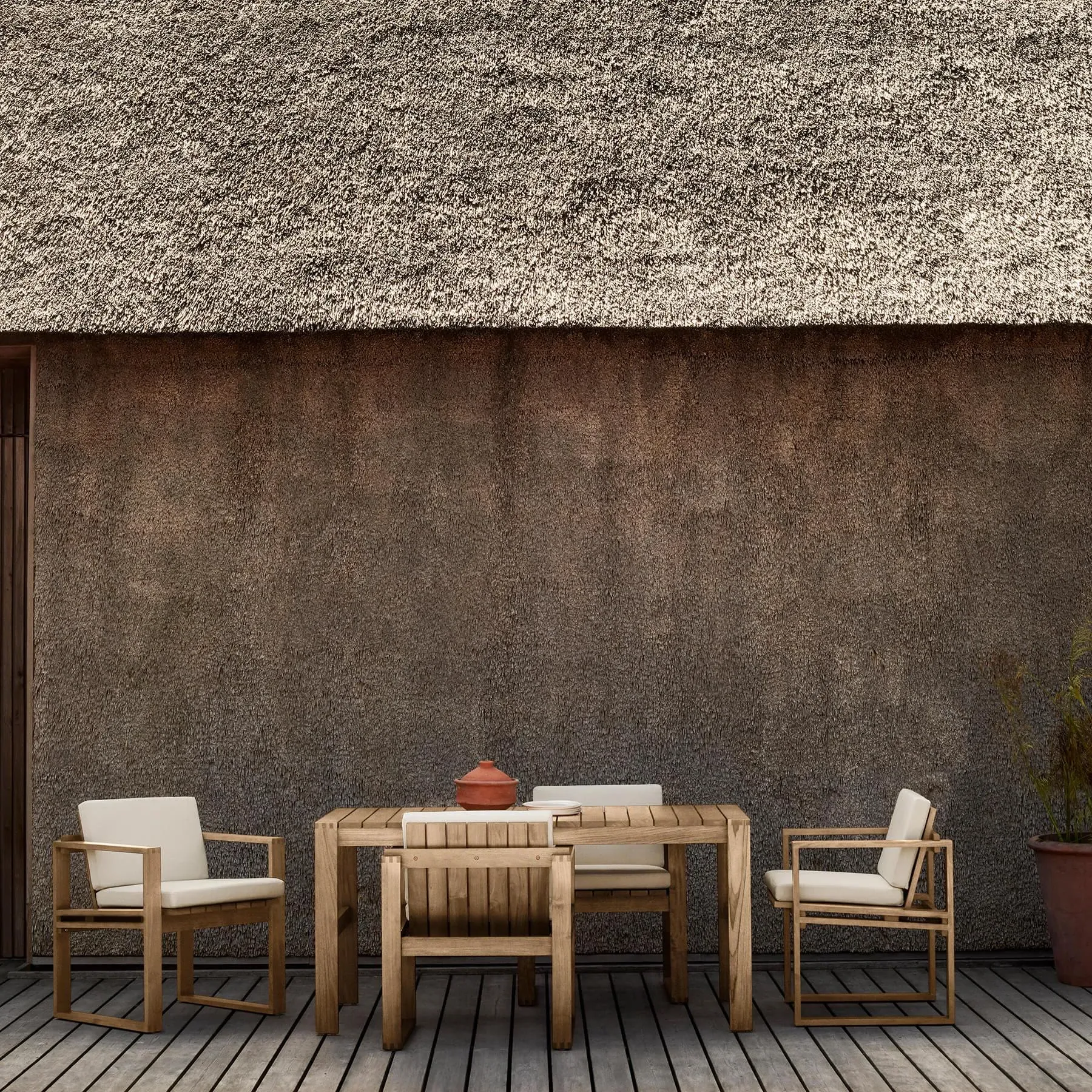 Garden Dining Chair - Charcoal, Teak Wood