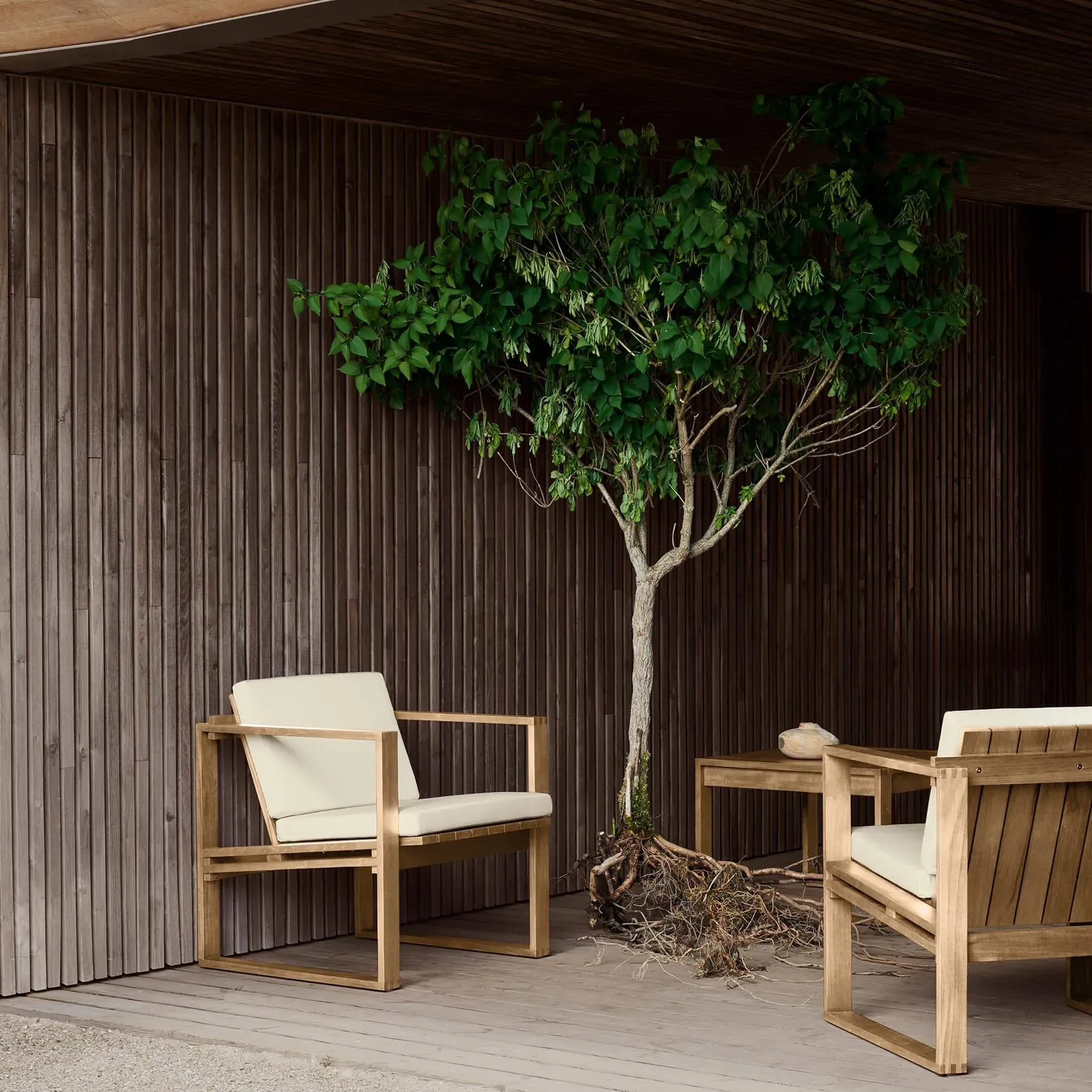 Garden Lounge Chair with Cushions - Canvas, Teak