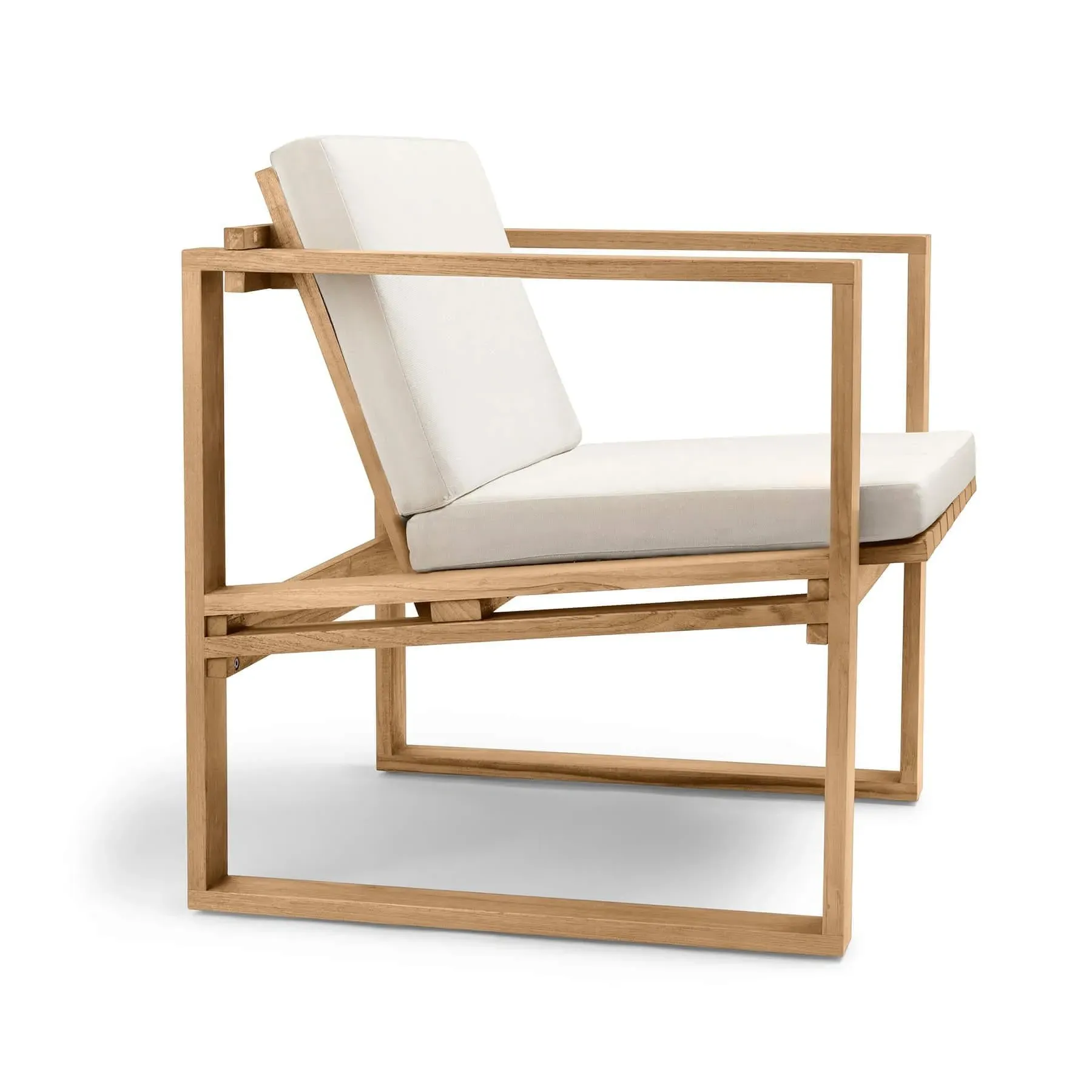 Garden Lounge Chair with Cushions - Canvas, Teak