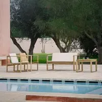 Garden Lounge Set with Side Table - Teak Wood