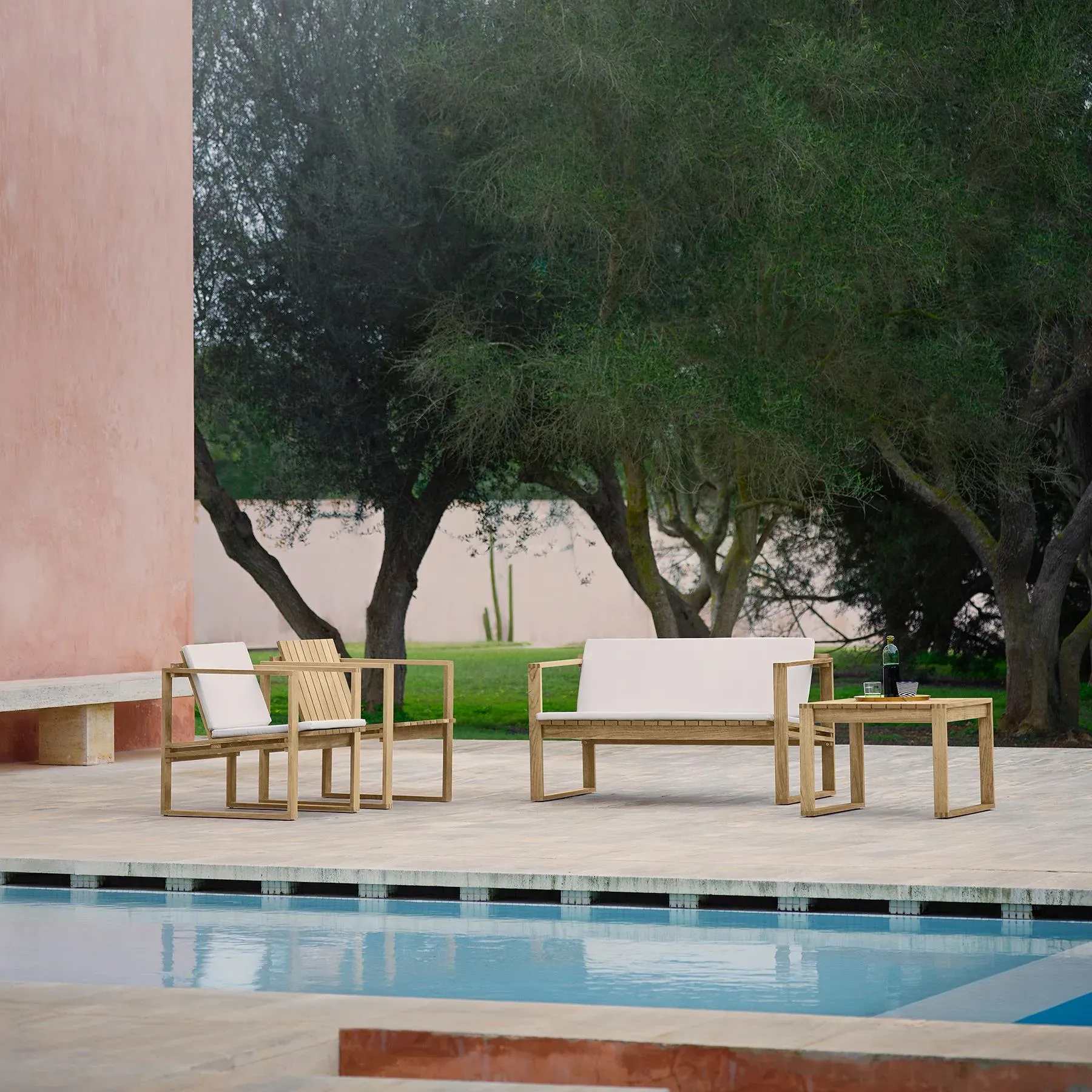 Garden Lounge Sofa with Cushions - Charcoal, Wood