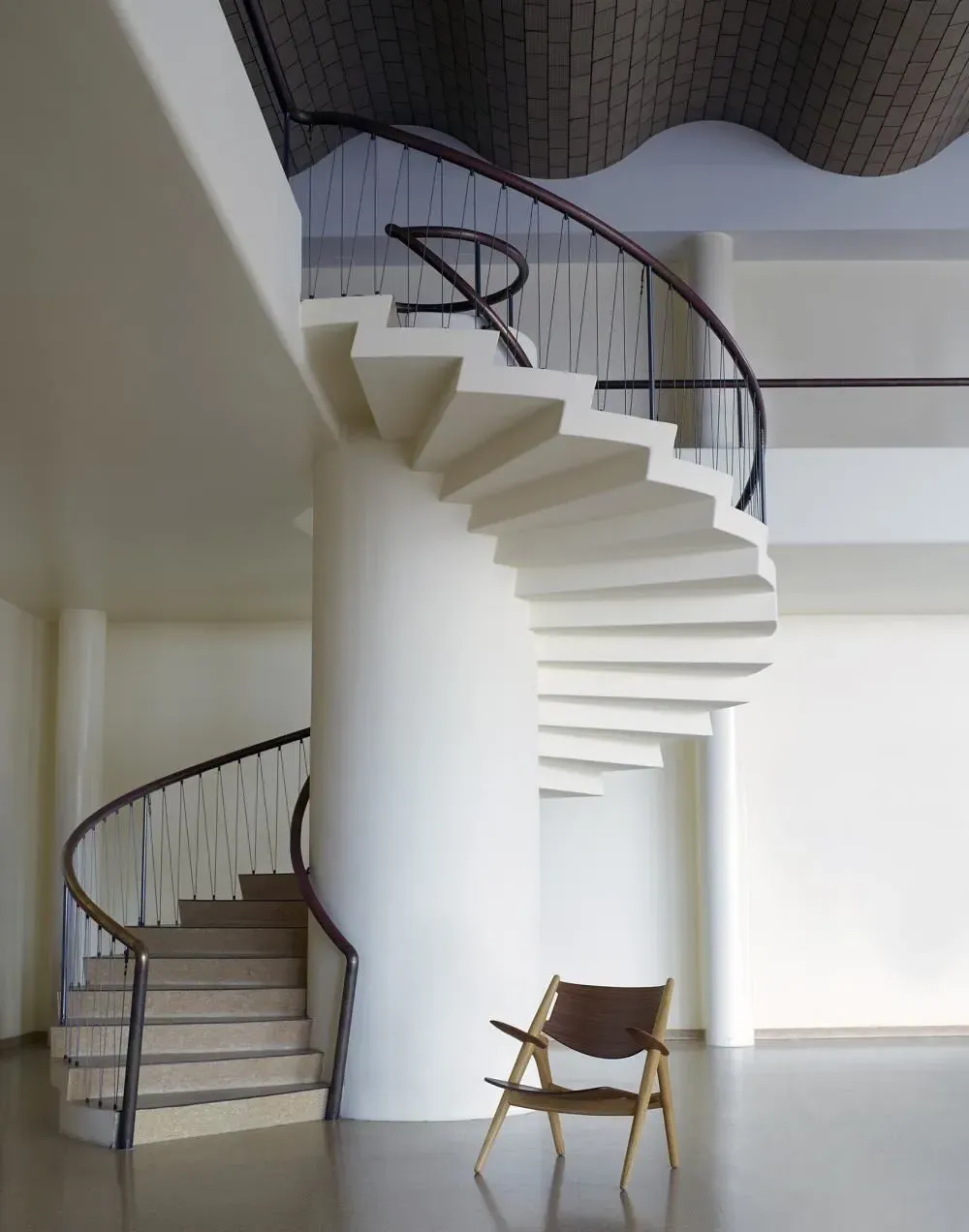 Lounge Chair with Oval Armrests - Walnut