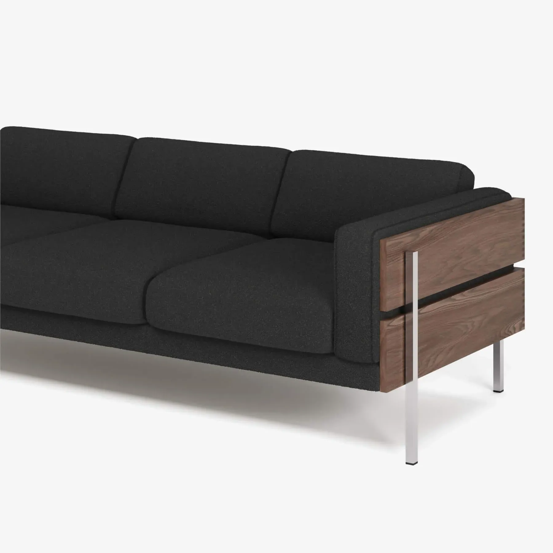 3-Seater Sofa with Chrome Legs - Slate, Boucle