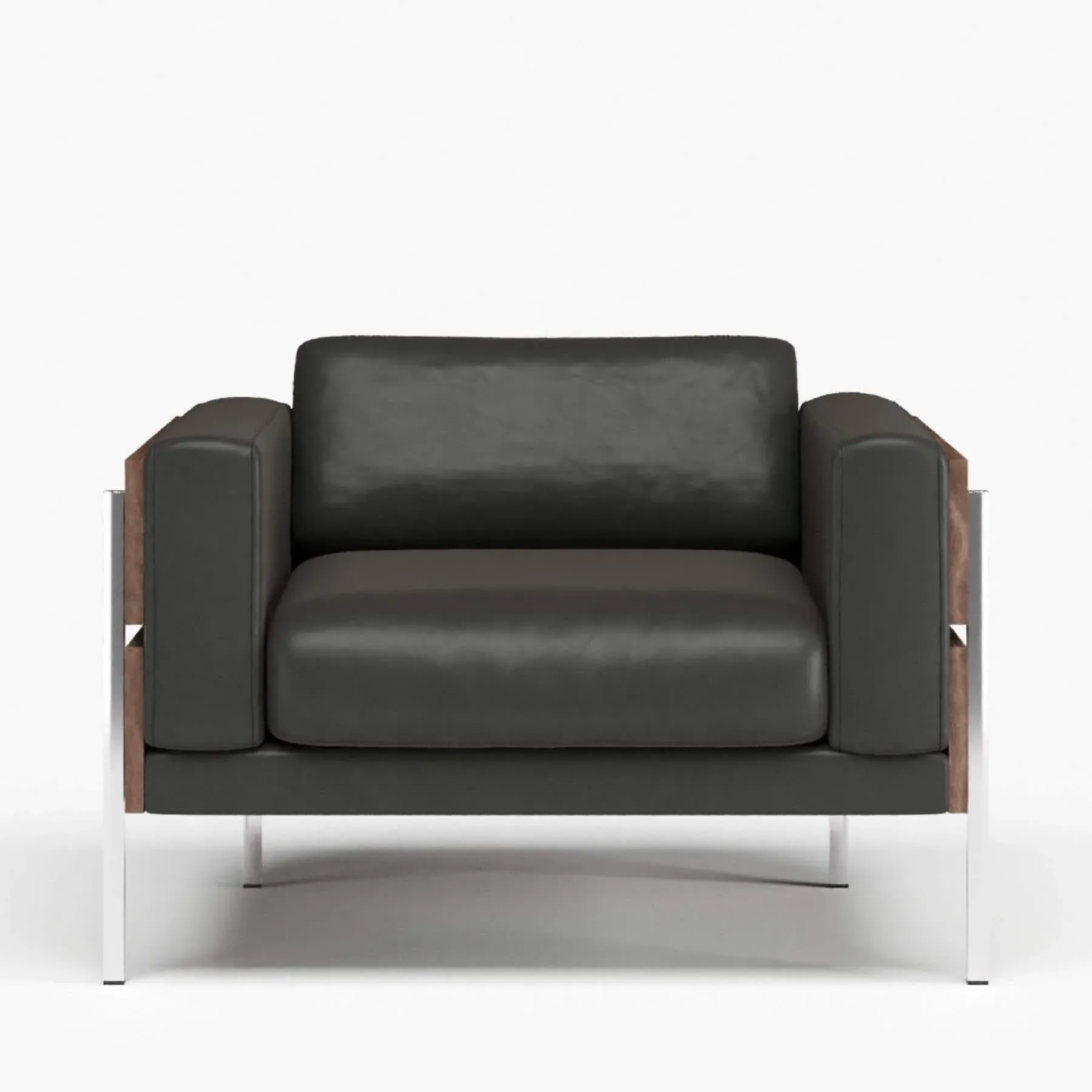 Armchair with Exposed Frame - Brown, Leather