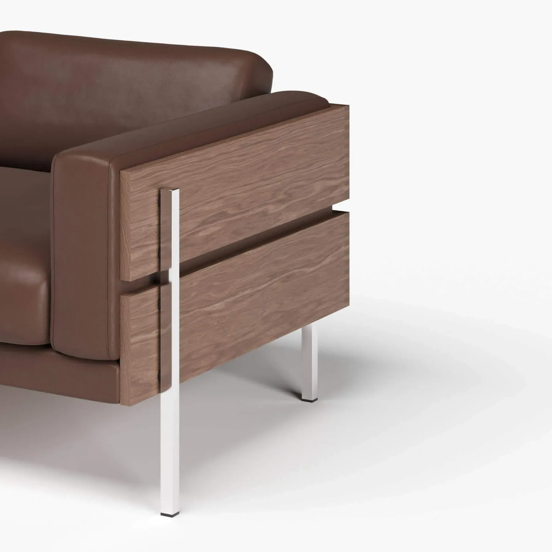 Armchair with Exposed Frame - Brown, Leather