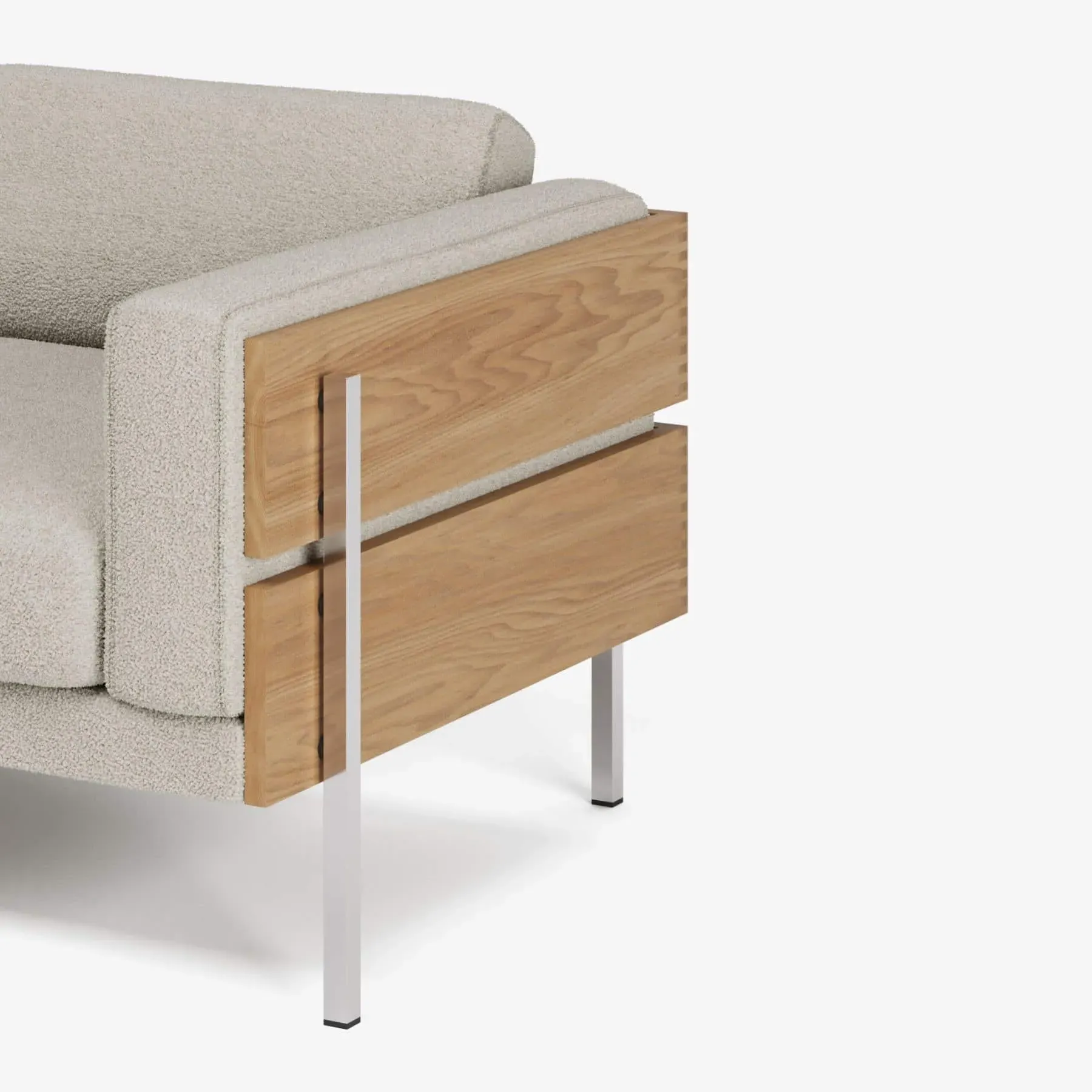 Armchair with Exposed Frame - Chalk, Boucle