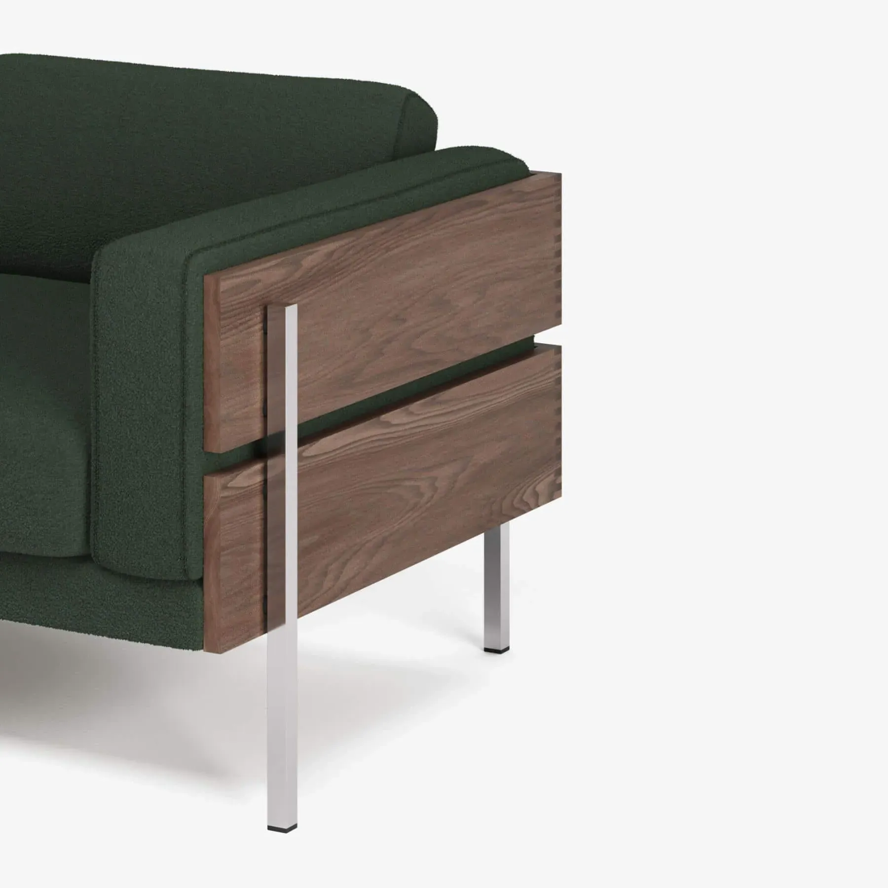 Armchair with Exposed Frame - Moss, Boucle