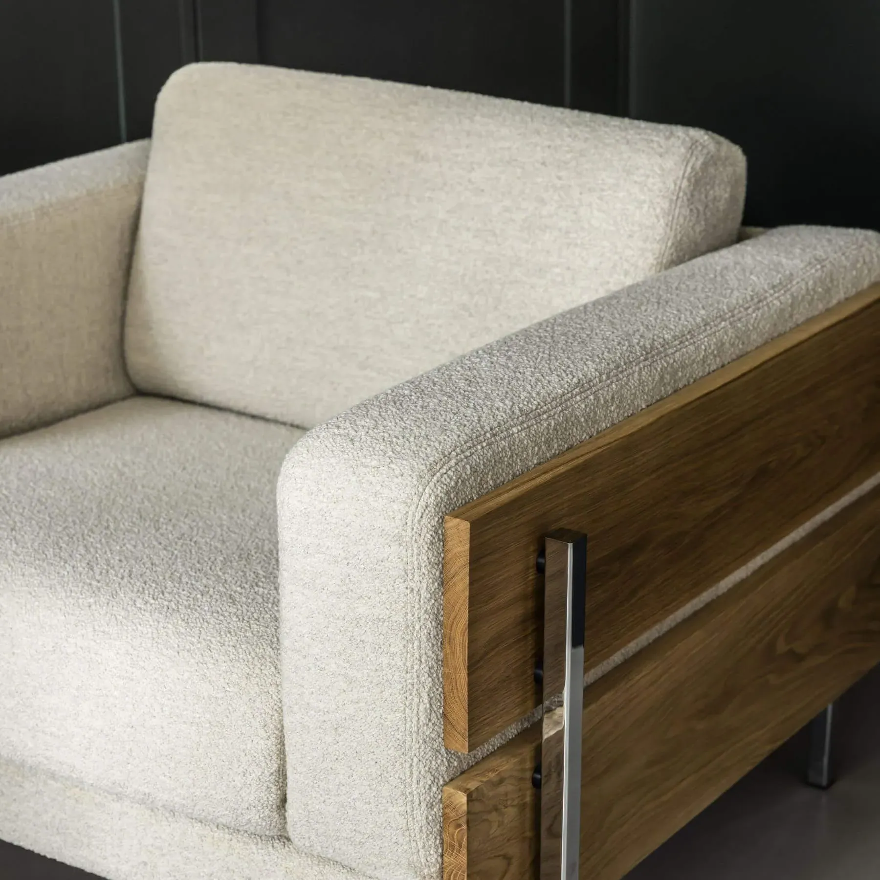 Armchair with Exposed Frame - Slate, Boucle