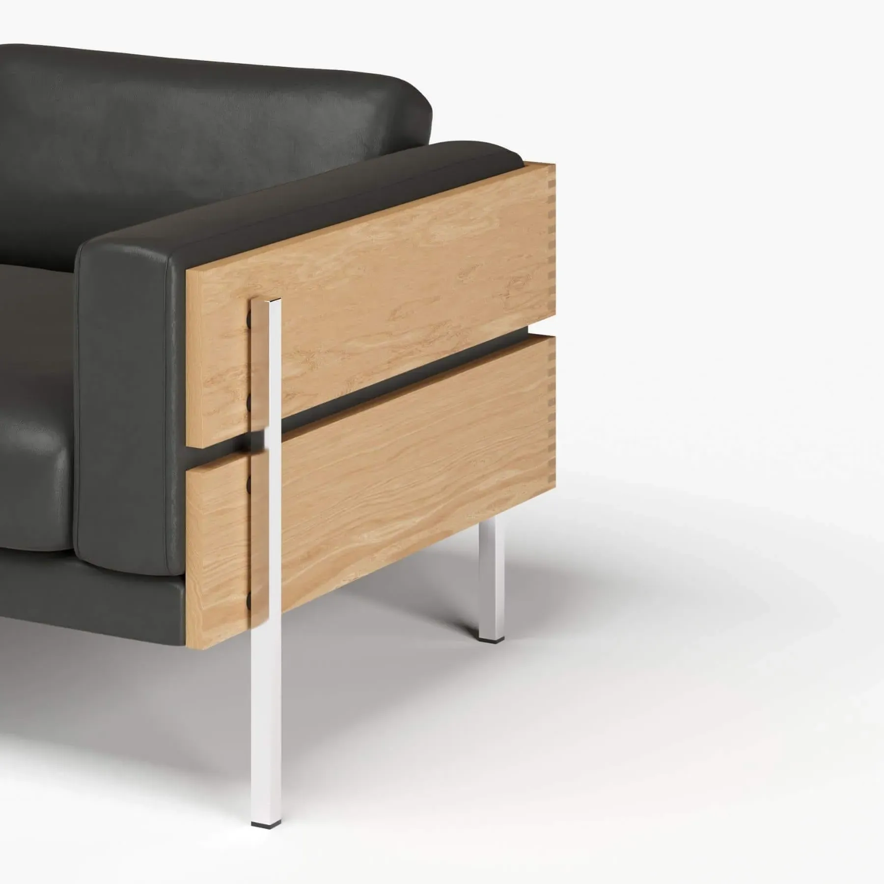 Armchair with Exposed Frame - Slate, Boucle