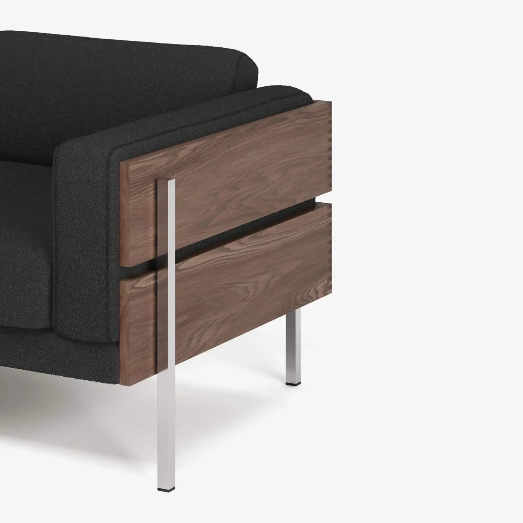 Armchair with Exposed Frame - Slate, Boucle