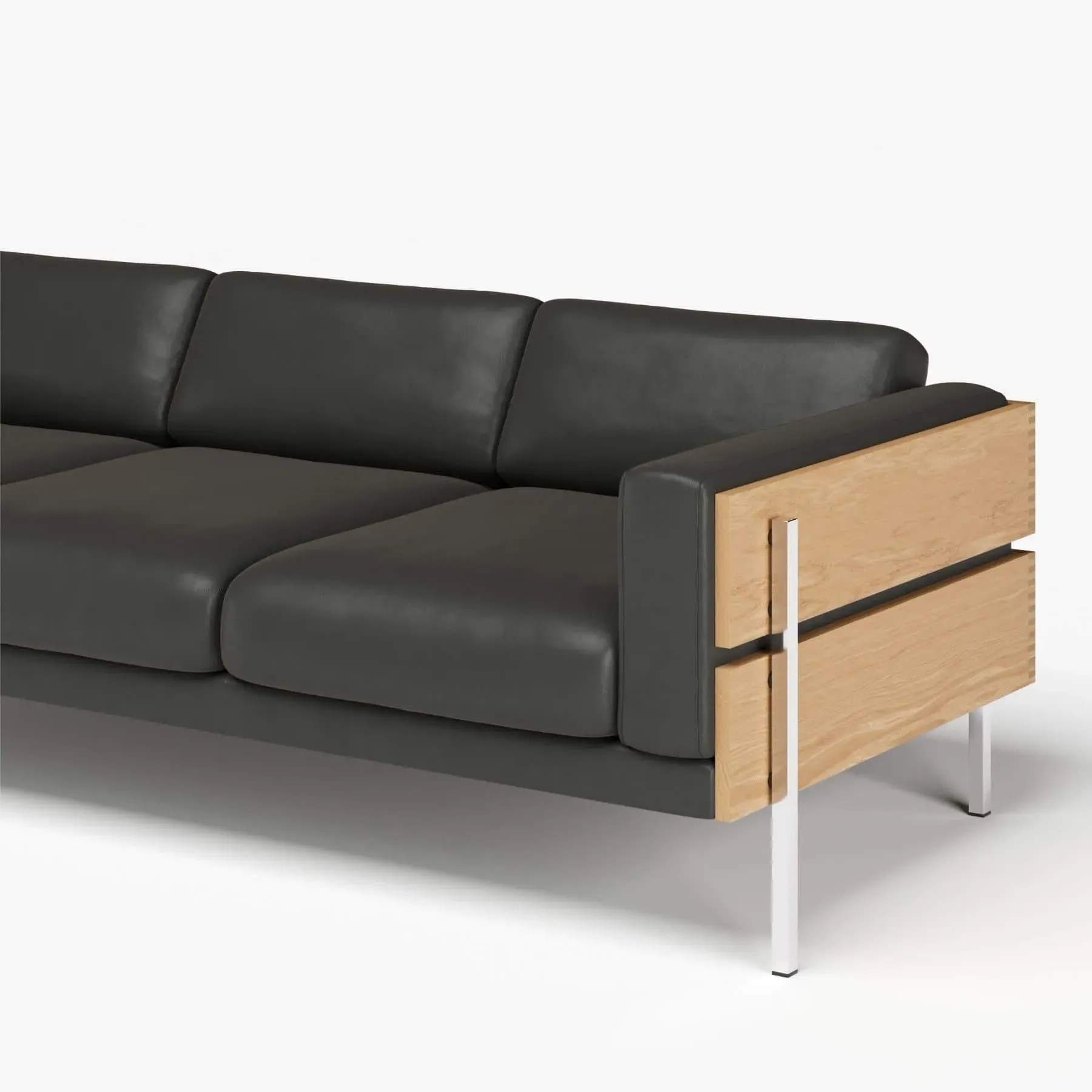 Forum 3-Seater Sofa - Black, Leather image