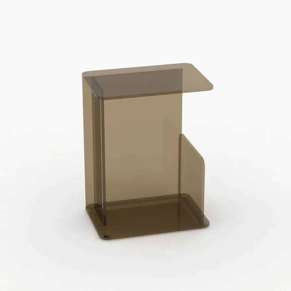 Large Side Table with Storage - Smoke, Glass