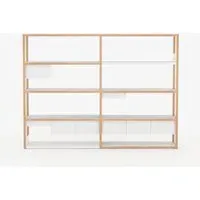 Medium Modular Shelving with Storage - Oak, Steel