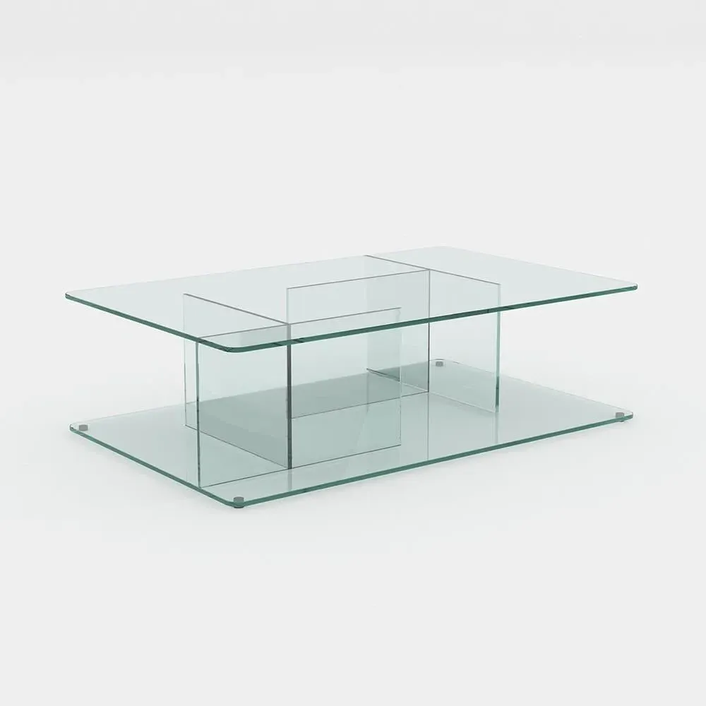 Rectangular Coffee Table with Storage - Smoke, Glass