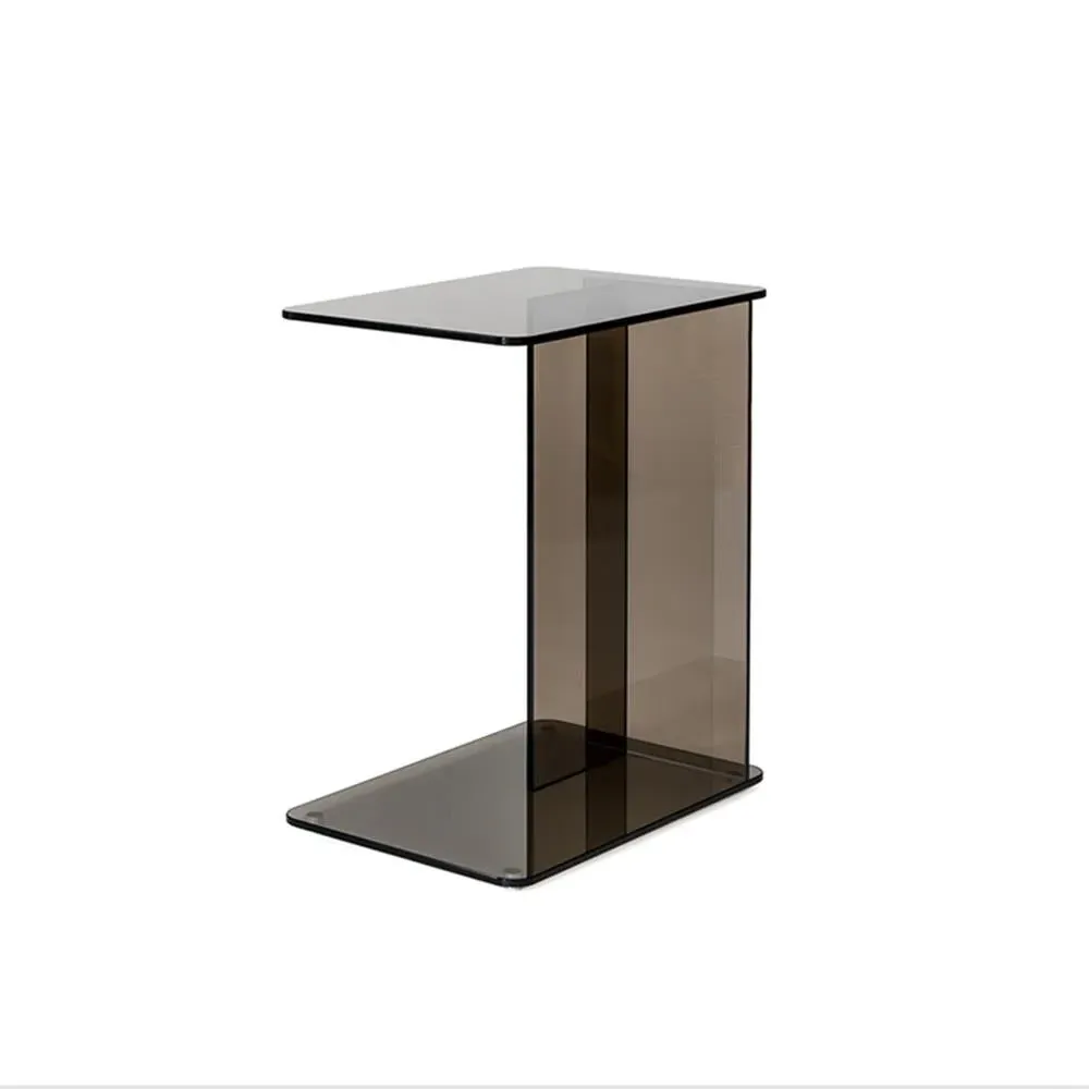 Rectangular Laptop Table with Storage - Smoke, Glass