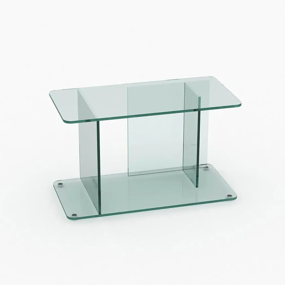 Small Side Table with Storage - Bronze, Glass