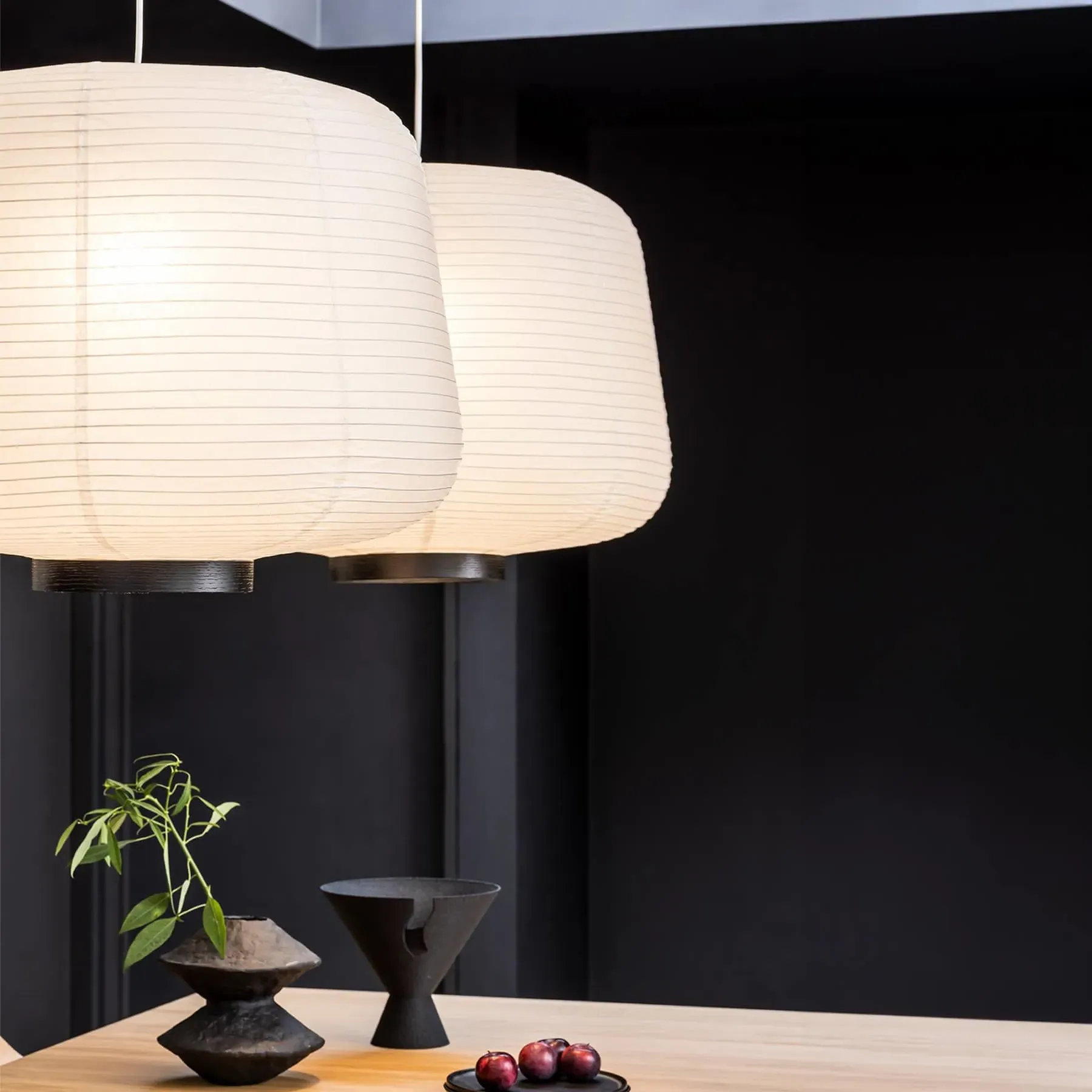 Soft Paper Lantern Large Pendant Light - Oak, Rice Paper