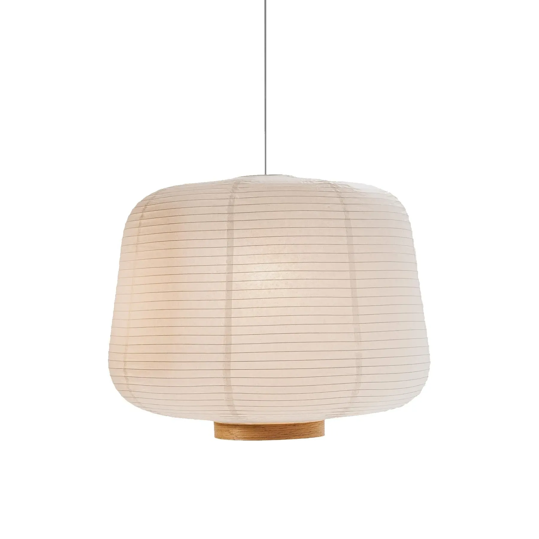 Soft Paper Lantern Large Pendant Light - Oak, Rice Paper